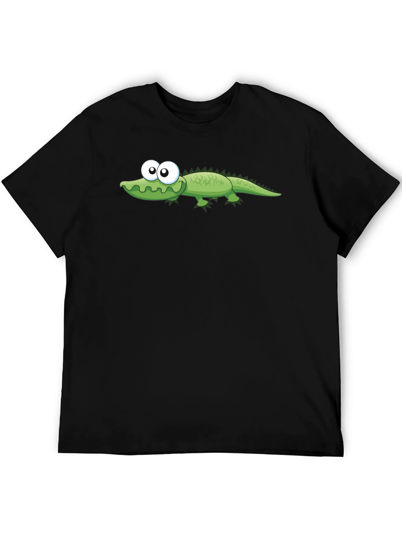 Cartoon Alligator Graphic T-Shirt - Black