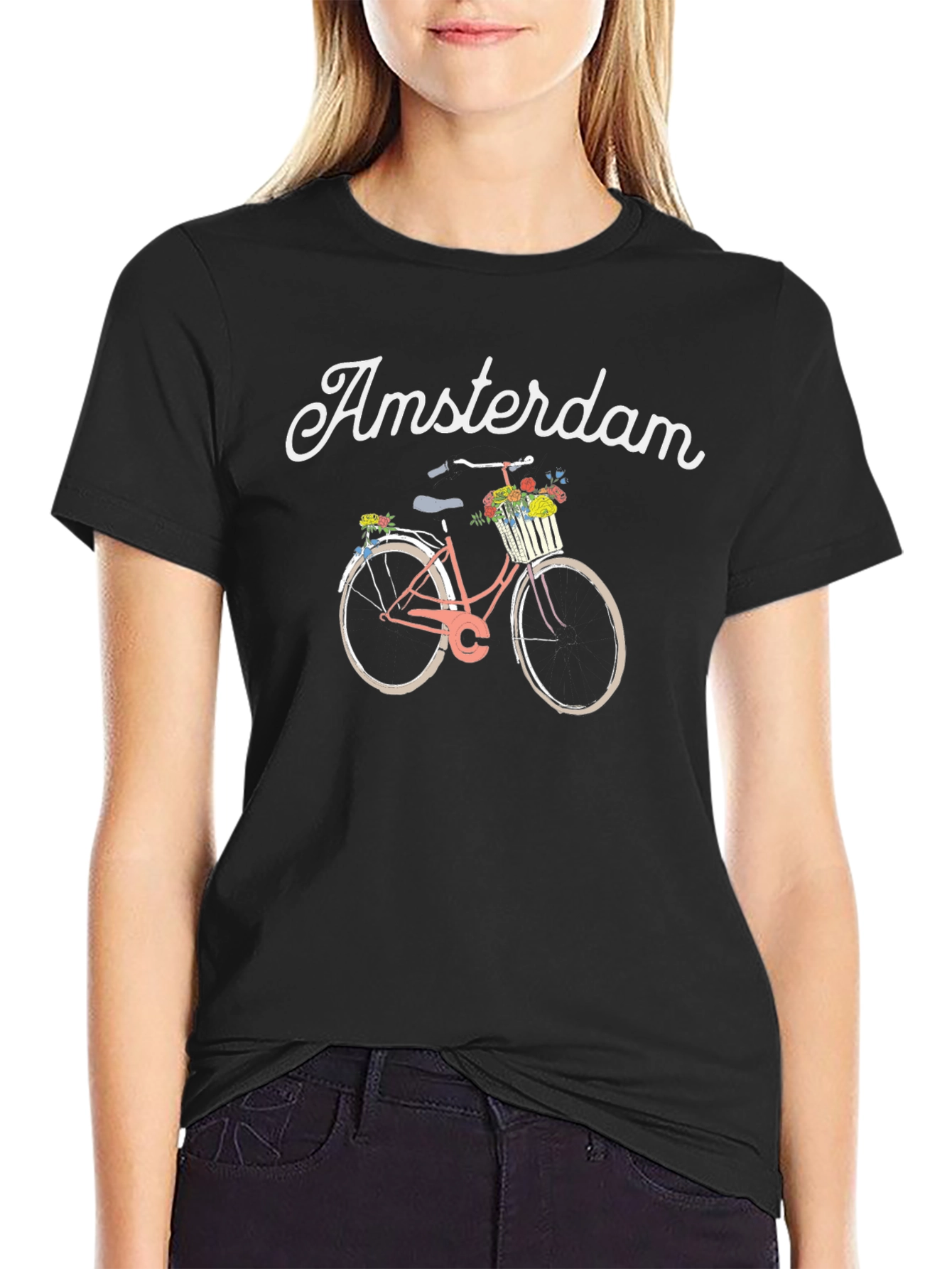 Amsterdam Bicycle Graphic T-Shirt - Black
