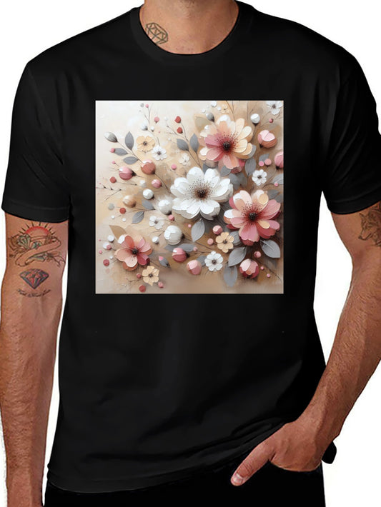 Floral Print Black T-Shirt - Stylish & Comfortable