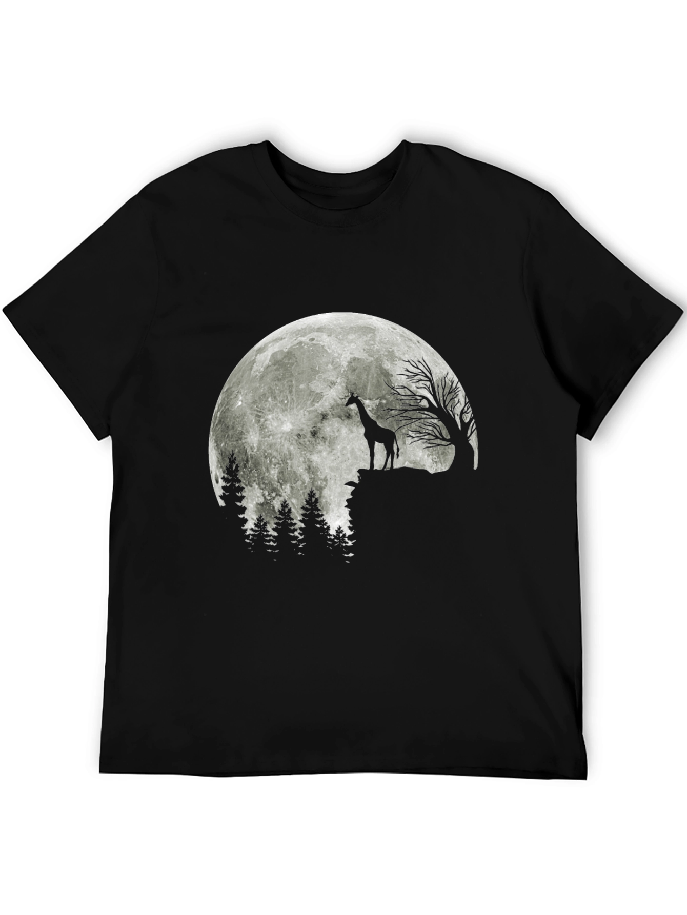 Giraffe Moon T-Shirt - Black Graphic Tee