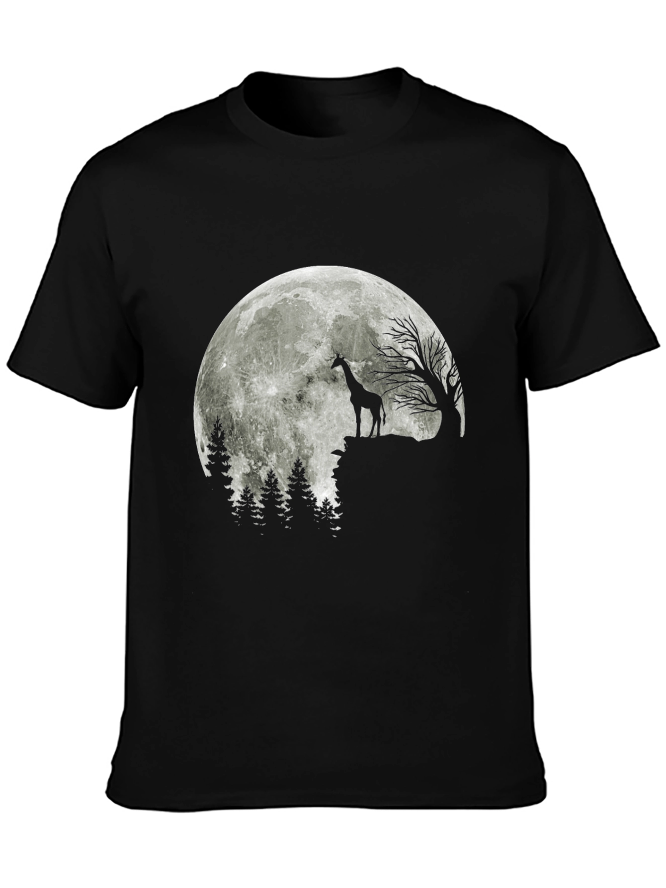 Giraffe Moon T-Shirt - Black Graphic Tee