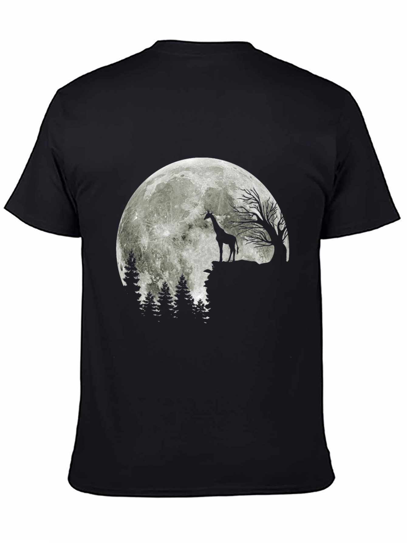 Giraffe Moon T-Shirt - Black Graphic Tee