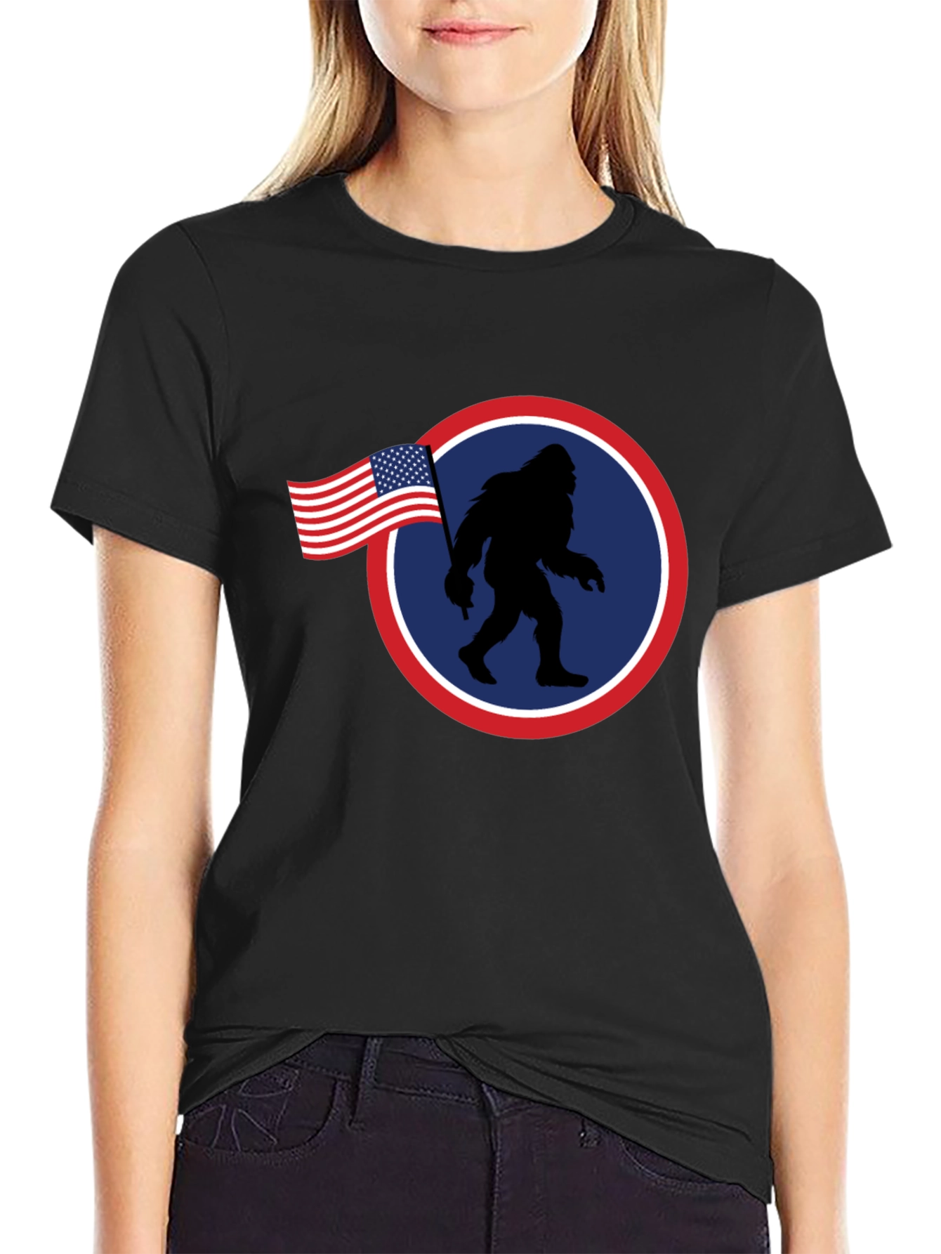 American Bigfoot Patriotic Graphic Tee
