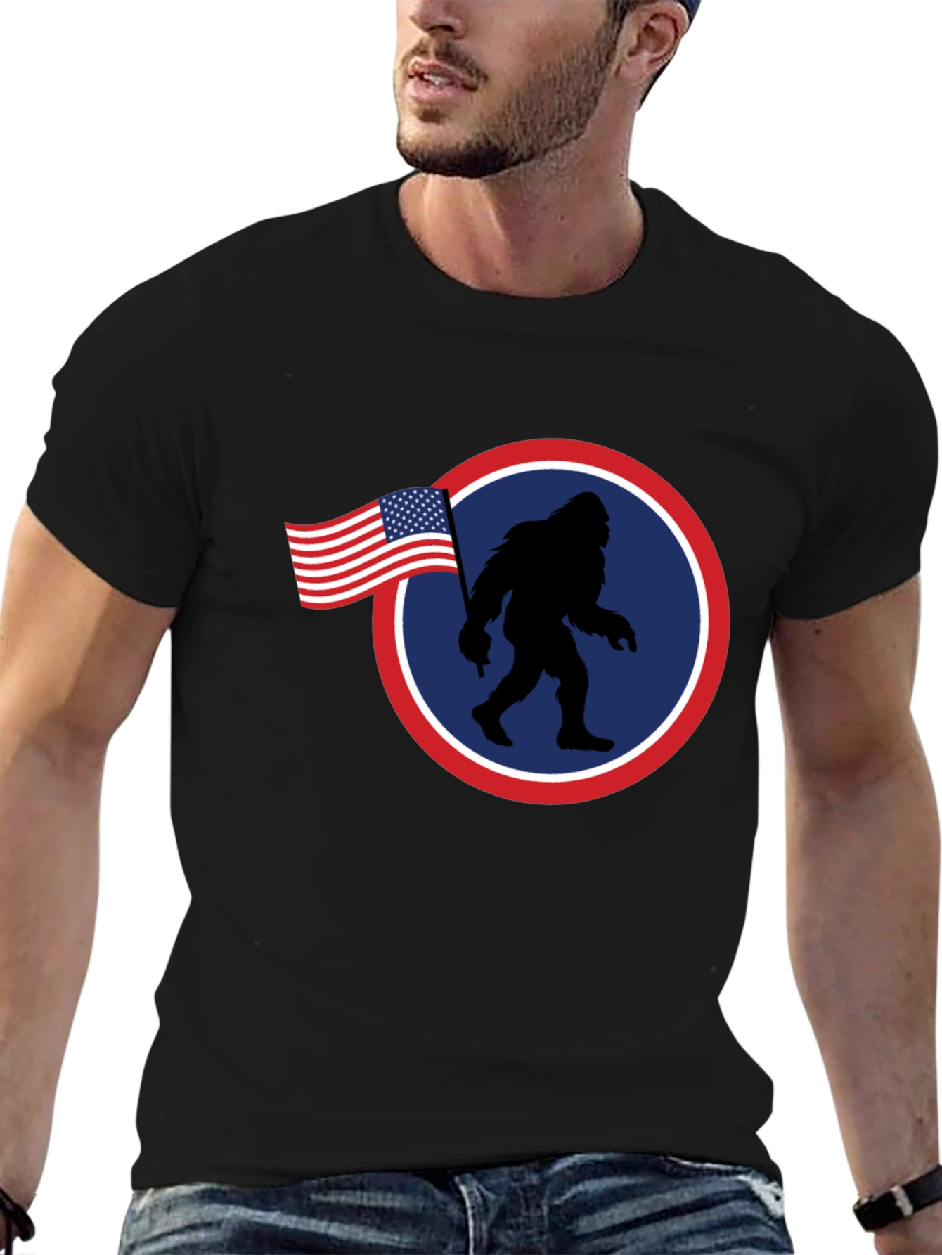 American Bigfoot Patriotic Graphic Tee