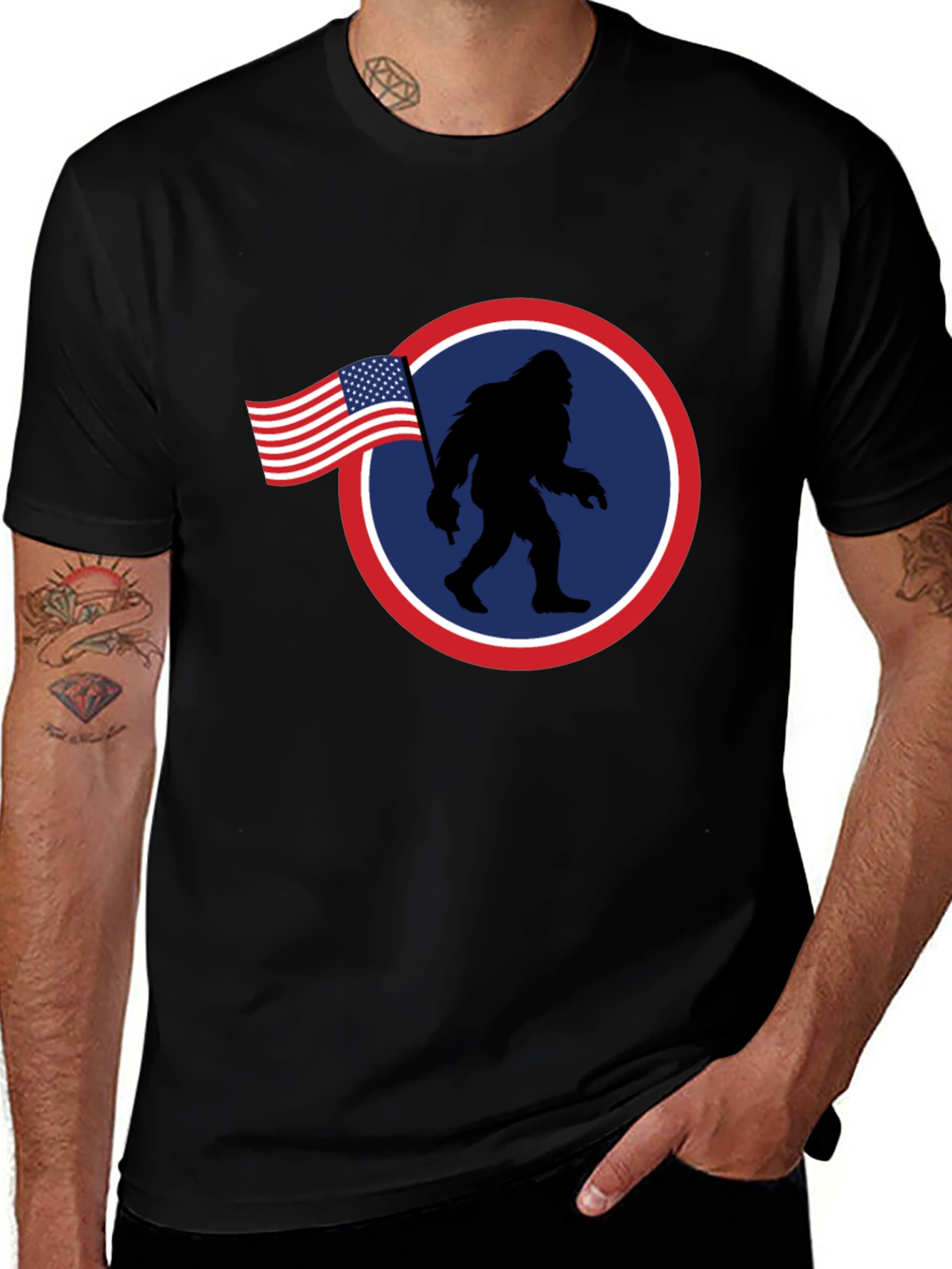 American Bigfoot Patriotic Graphic Tee
