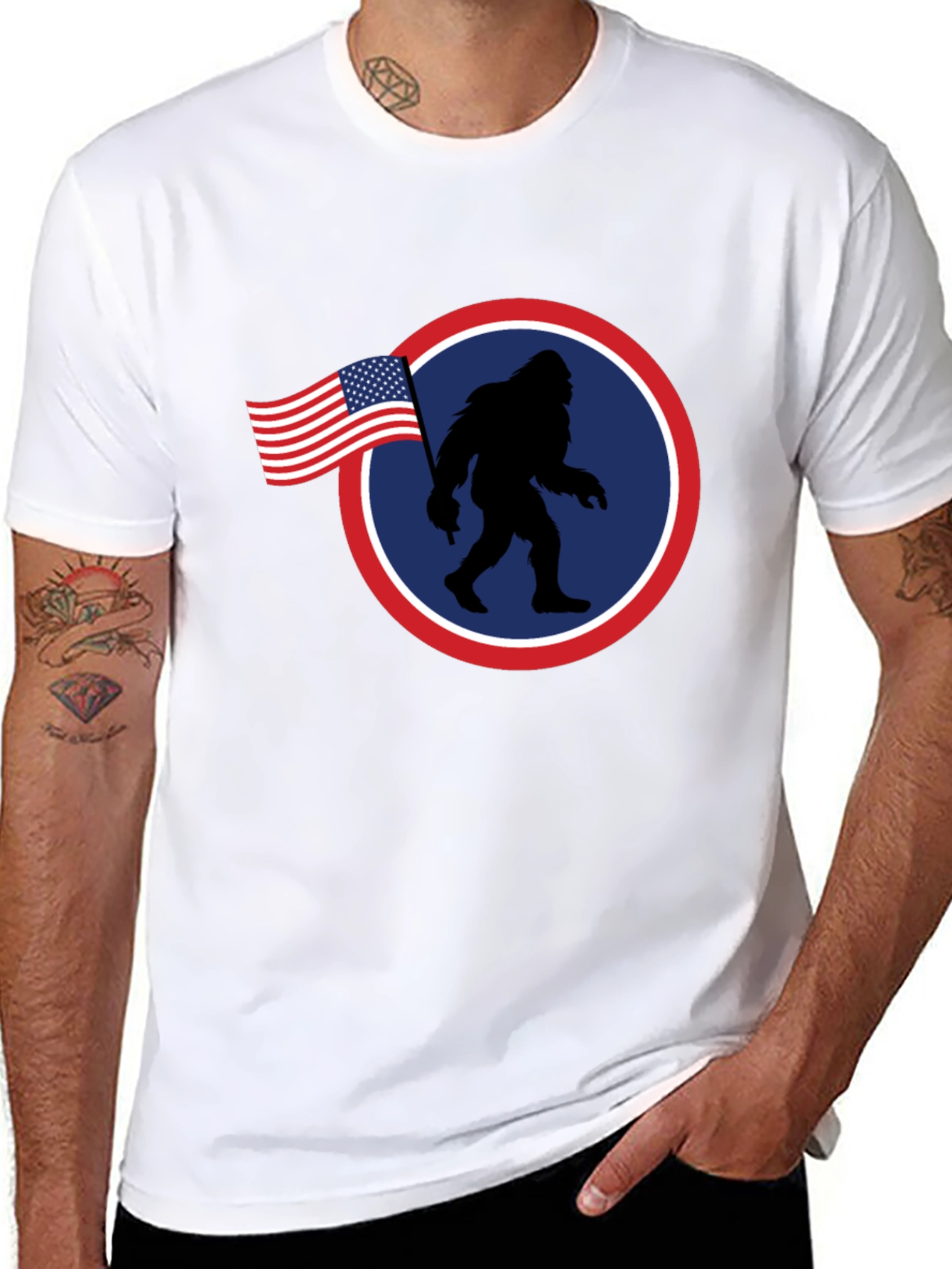 American Bigfoot Patriotic Graphic Tee