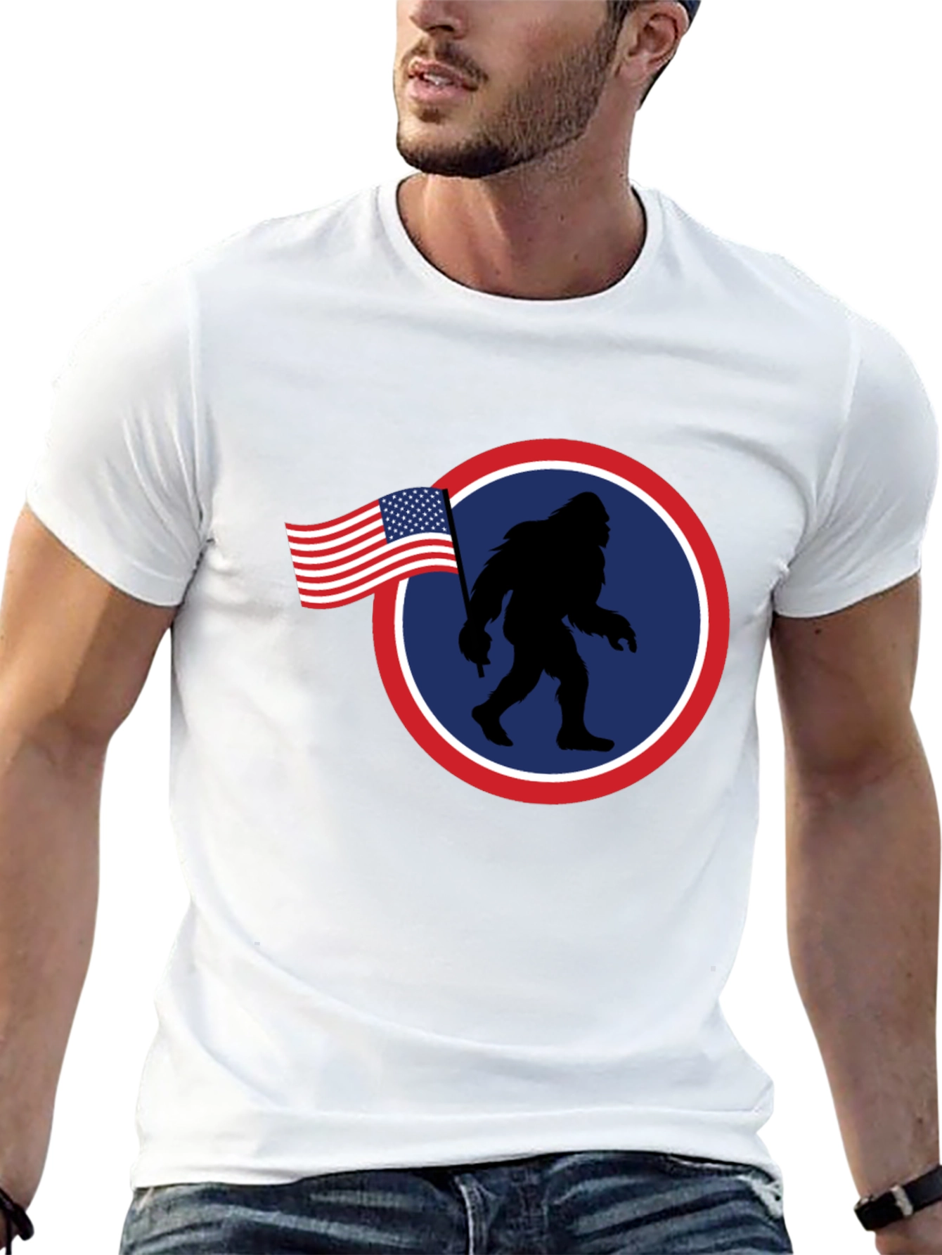 American Bigfoot Patriotic Graphic Tee