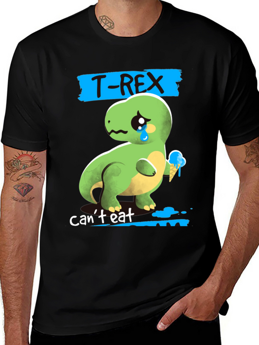 Sad T-Rex Ice Cream Mens Graphic T-Shirt