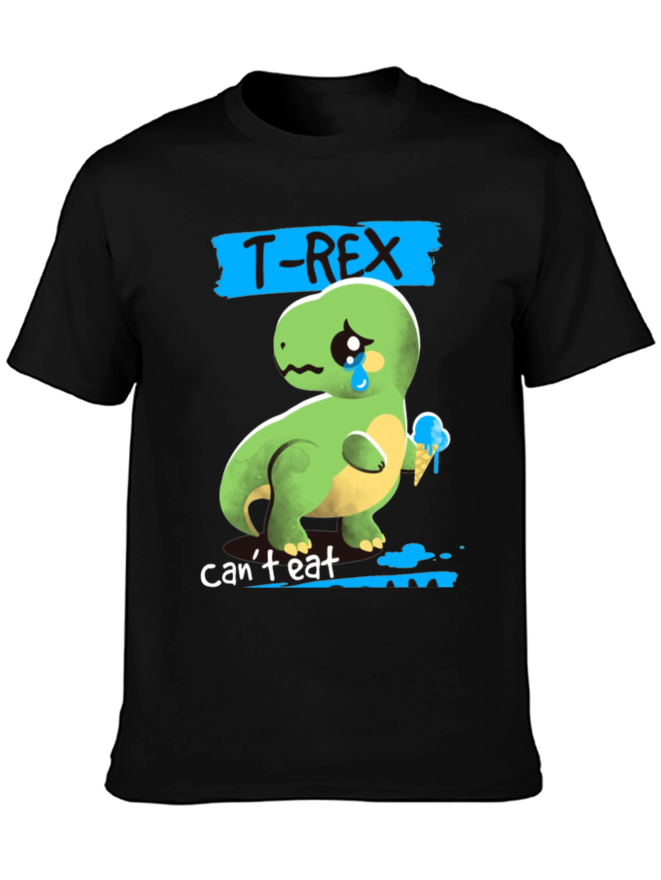 Sad T-Rex Ice Cream Mens Graphic T-Shirt