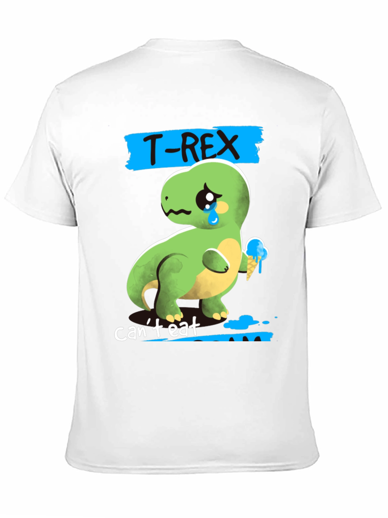 Sad T-Rex Ice Cream Mens Graphic T-Shirt