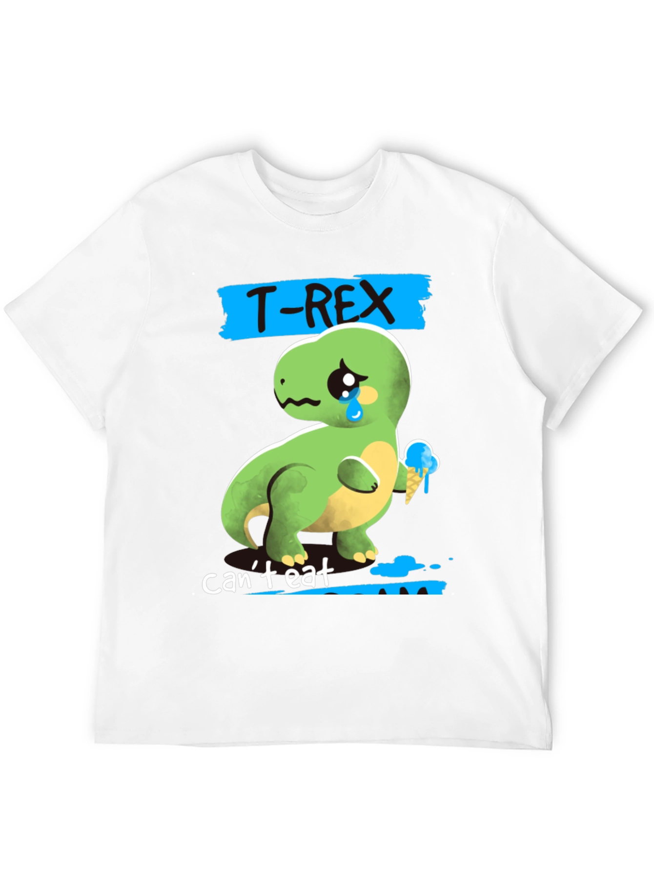 Sad T-Rex Ice Cream Mens Graphic T-Shirt