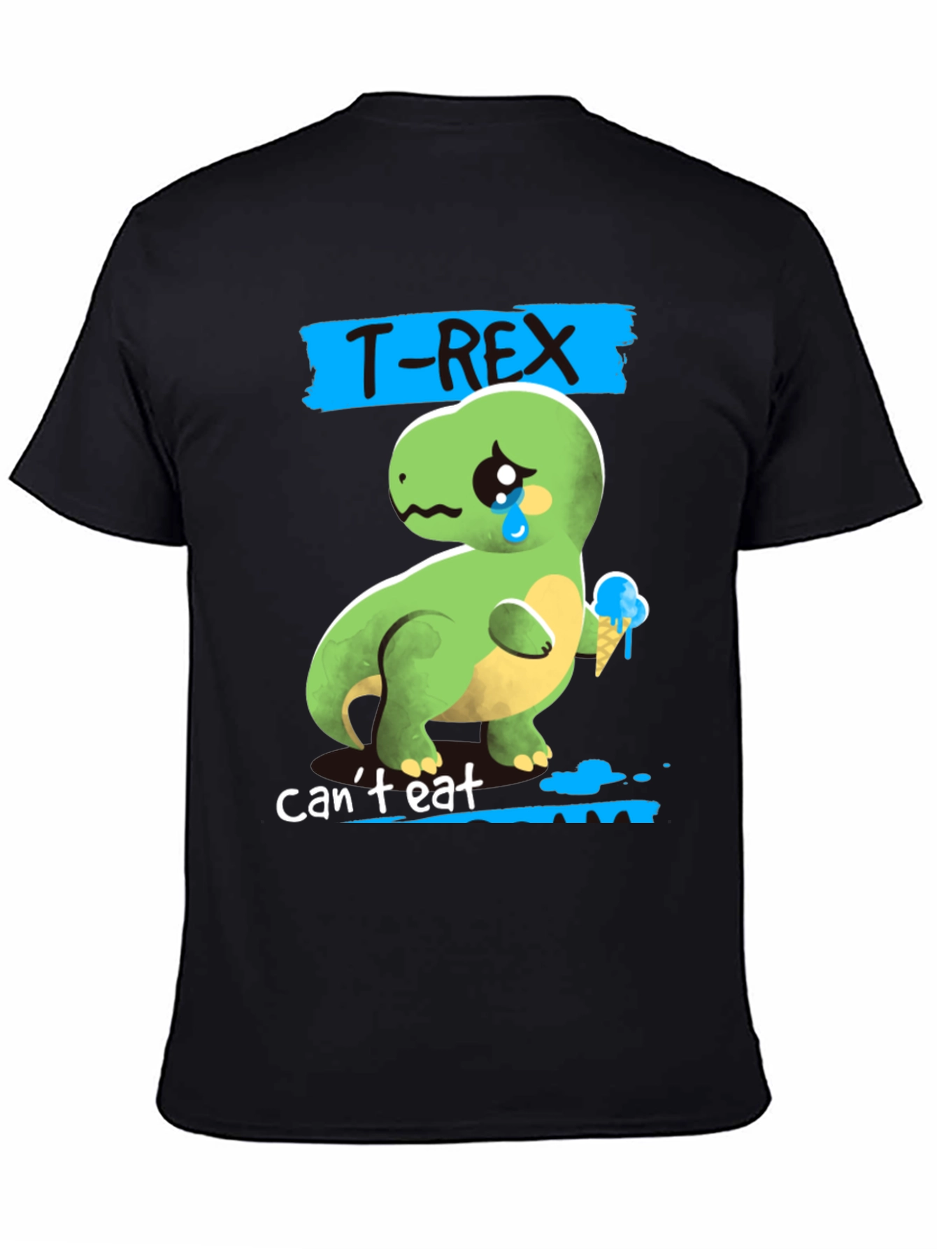 Sad T-Rex Ice Cream Mens Graphic T-Shirt