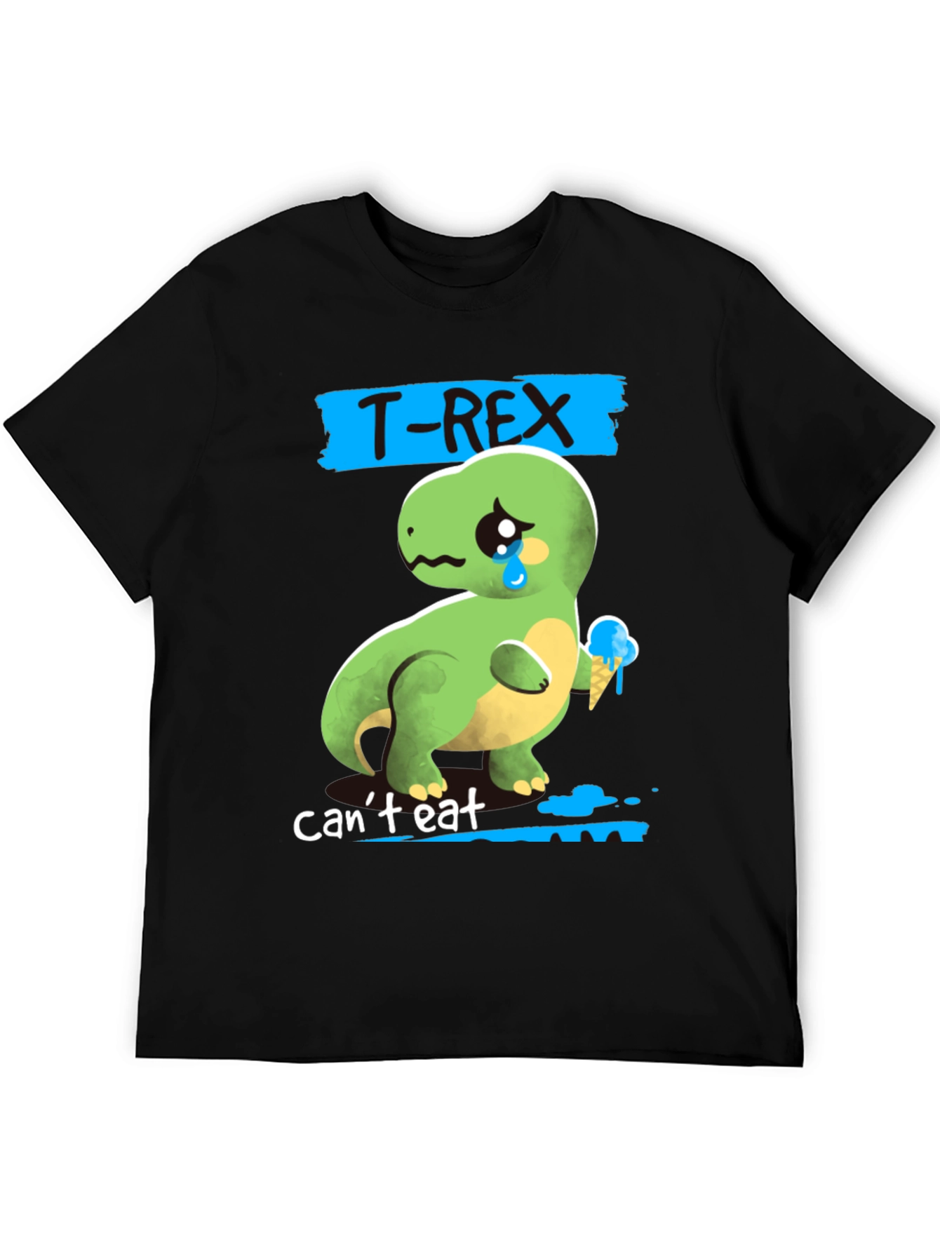 Sad T-Rex Ice Cream Mens Graphic T-Shirt