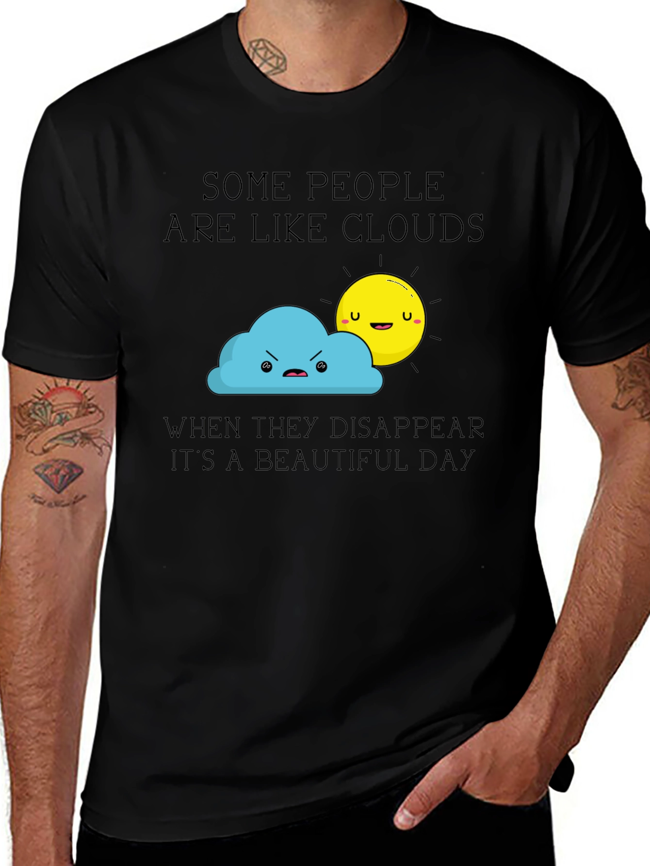 Funny Cloud & Sun Graphic Tee -  Beautiful Day