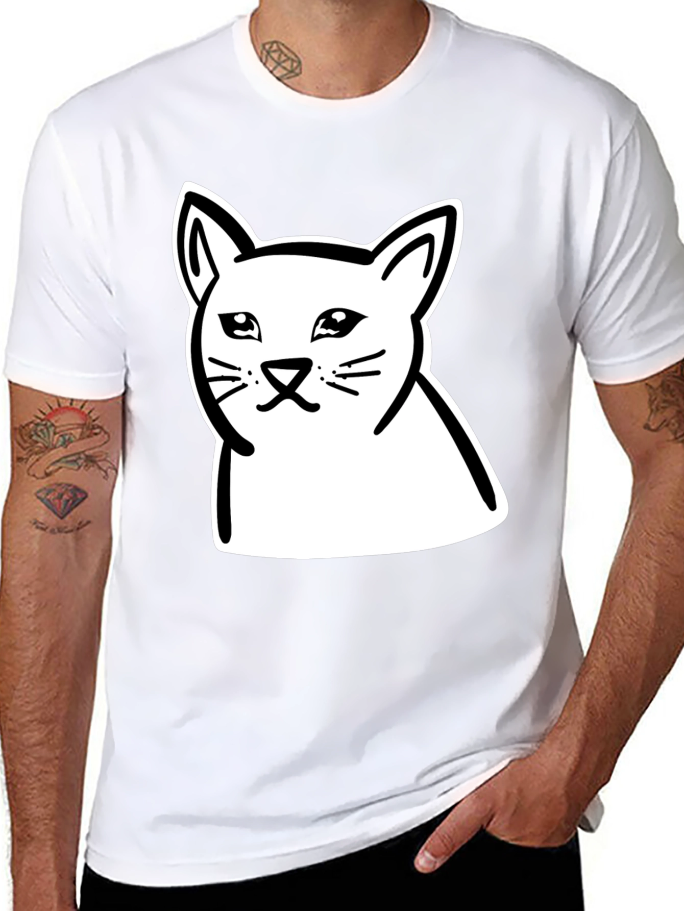 Meme Cat Graphic Black T-Shirt