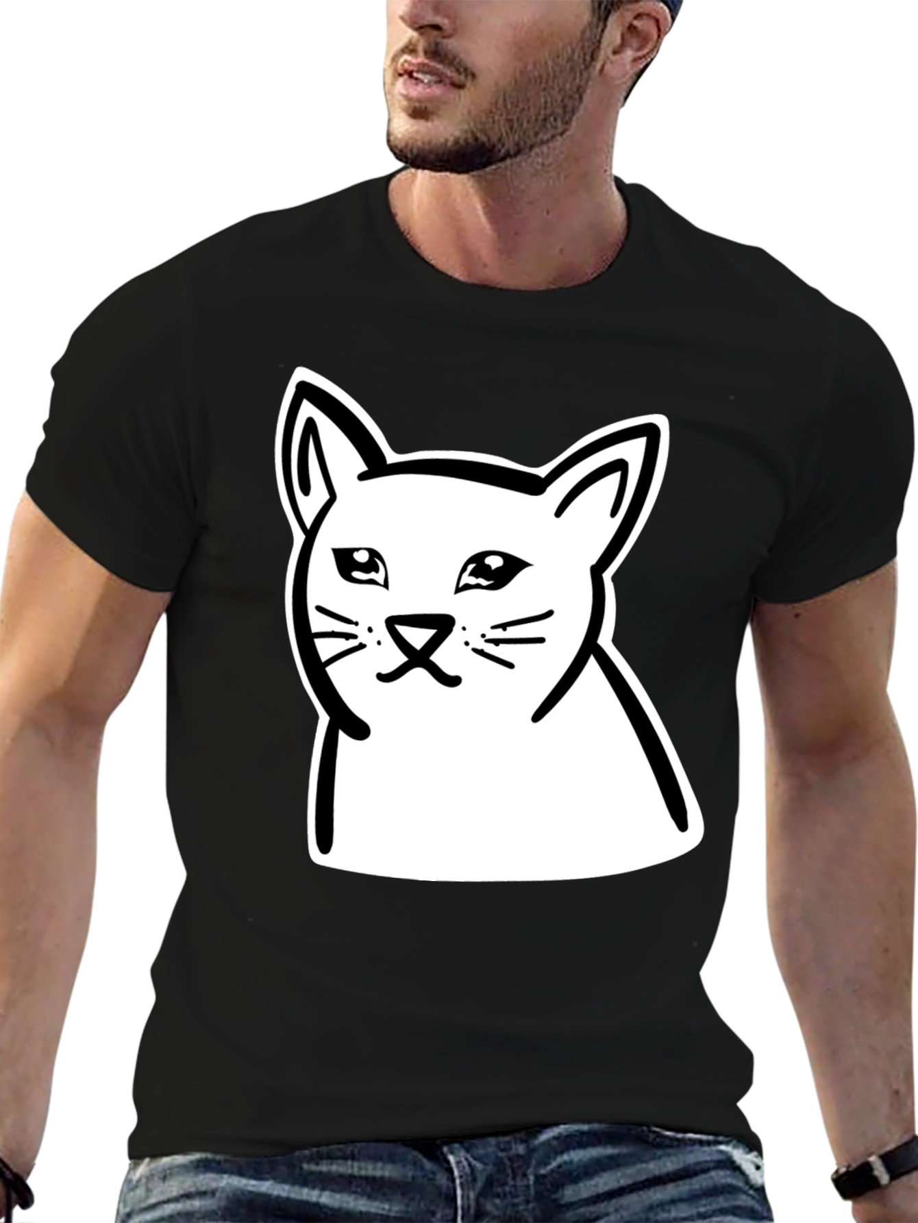 Meme Cat Graphic Black T-Shirt