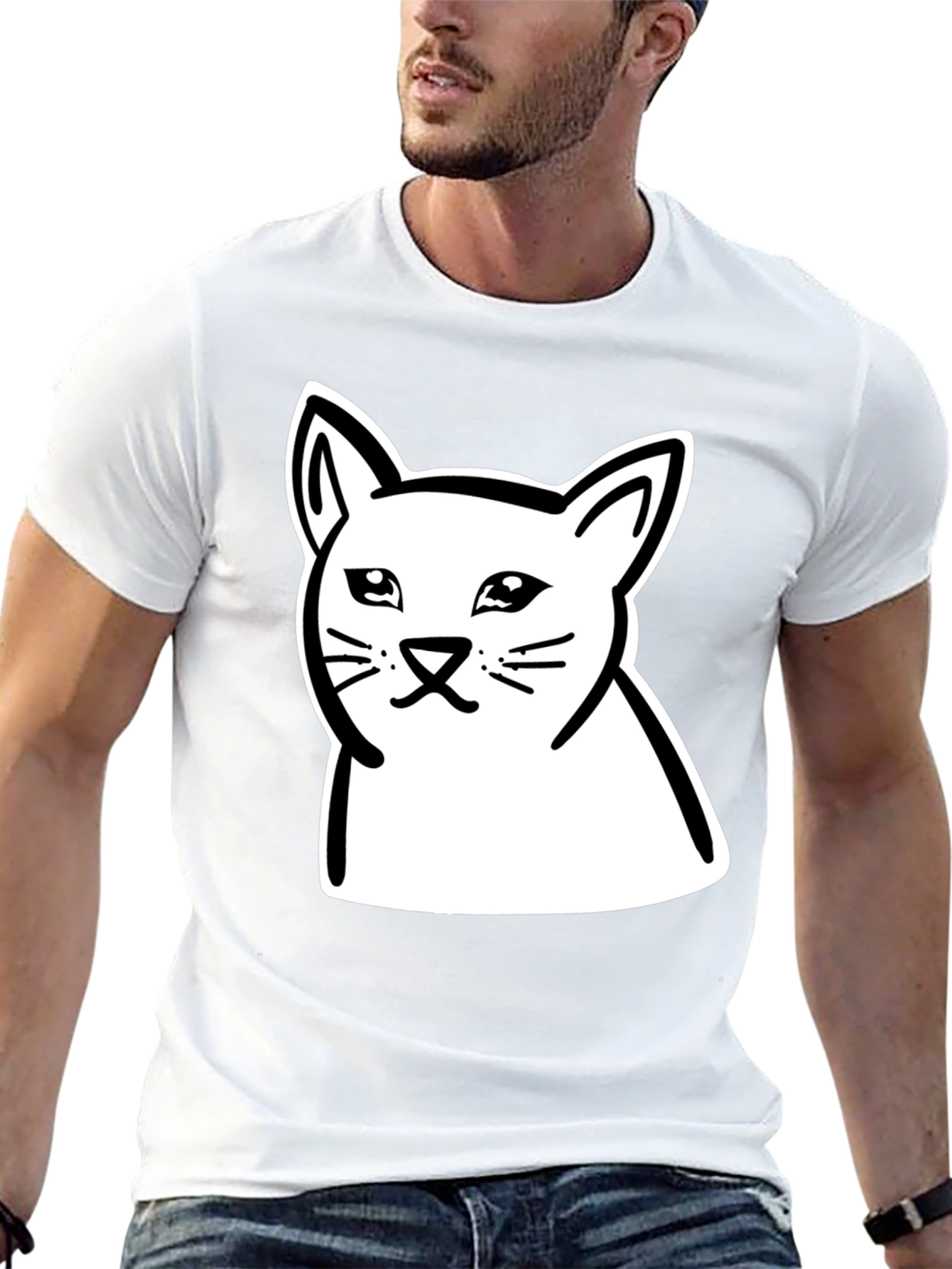 Meme Cat Graphic Black T-Shirt