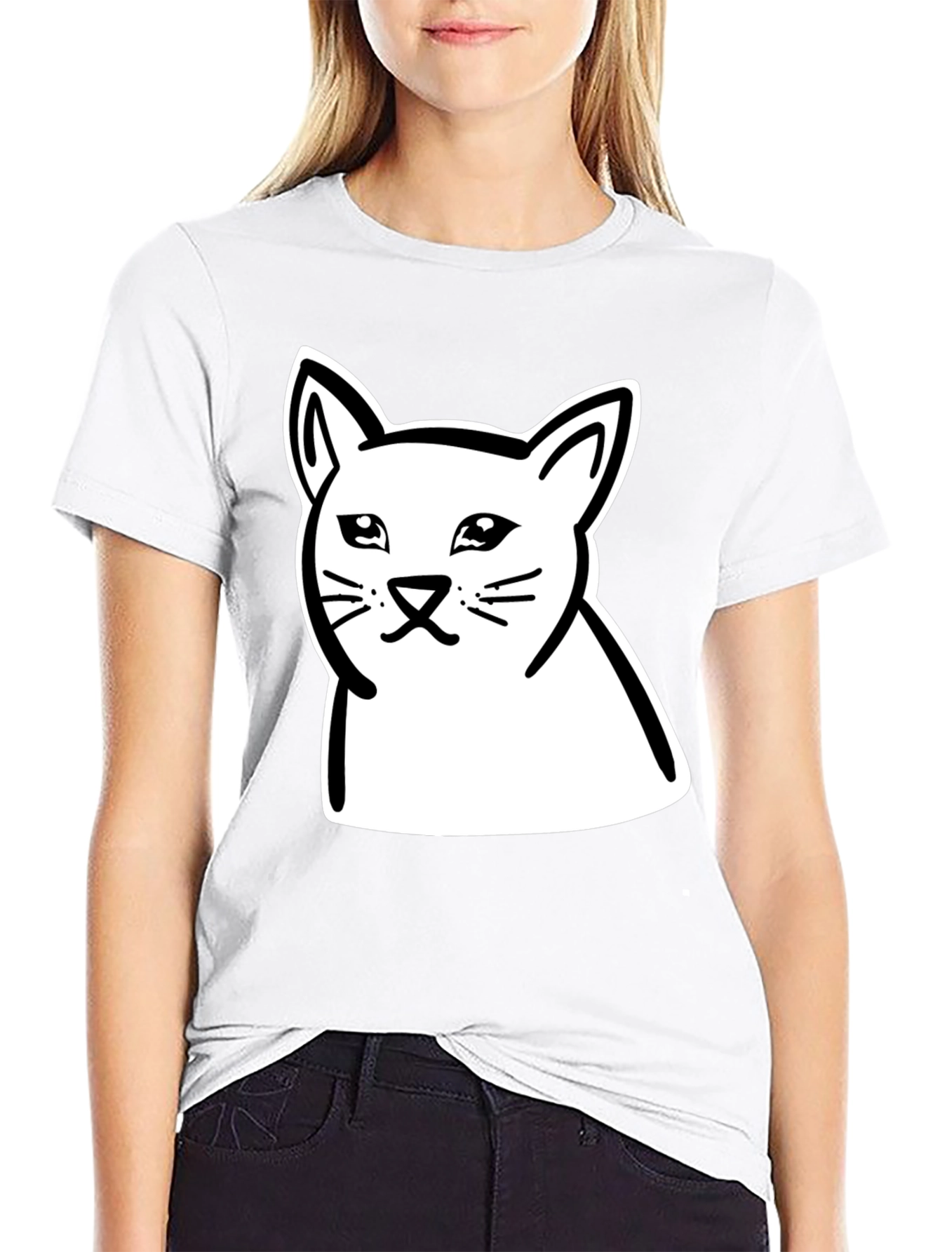 Meme Cat Graphic Black T-Shirt