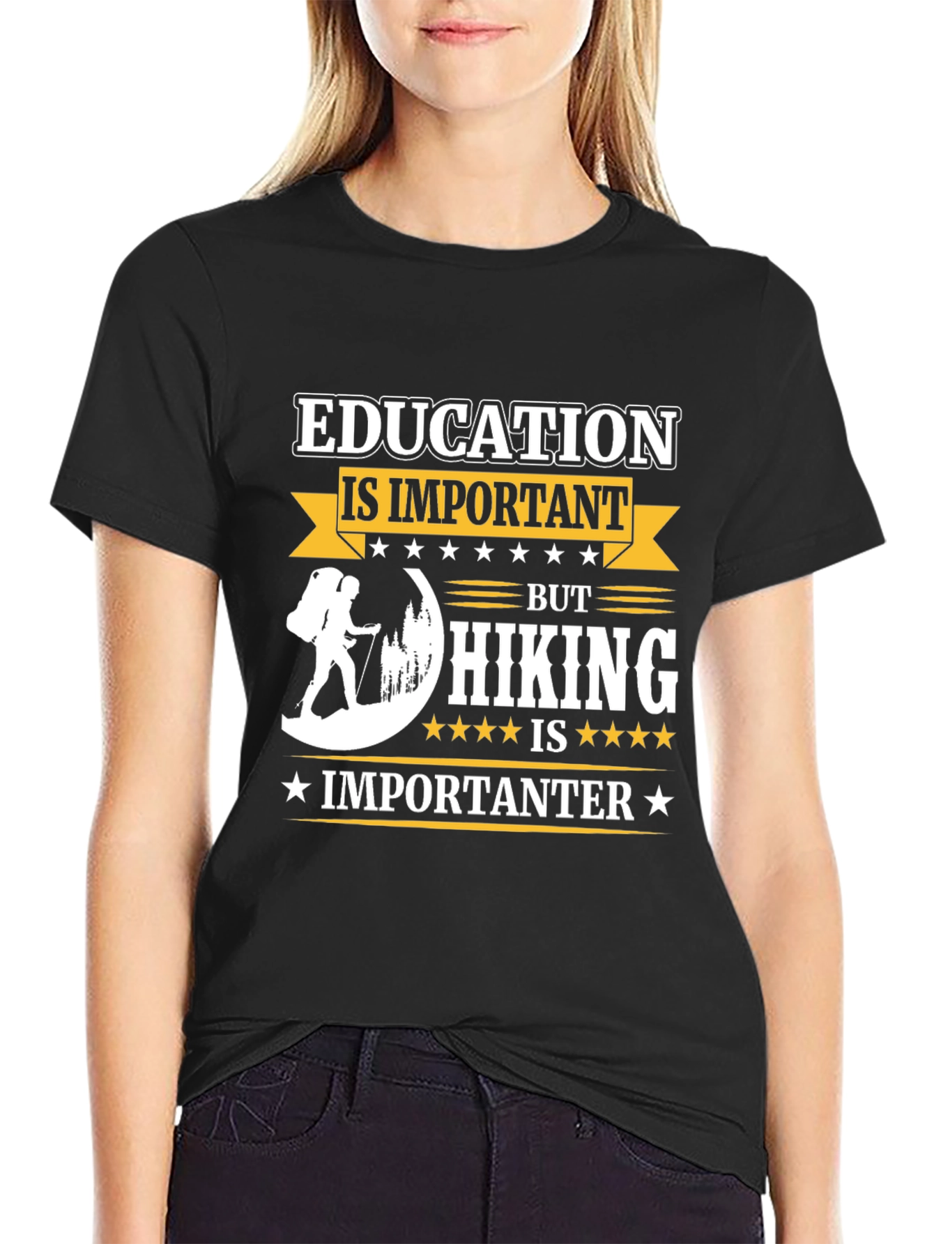 Education vs Hiking T-Shirt
