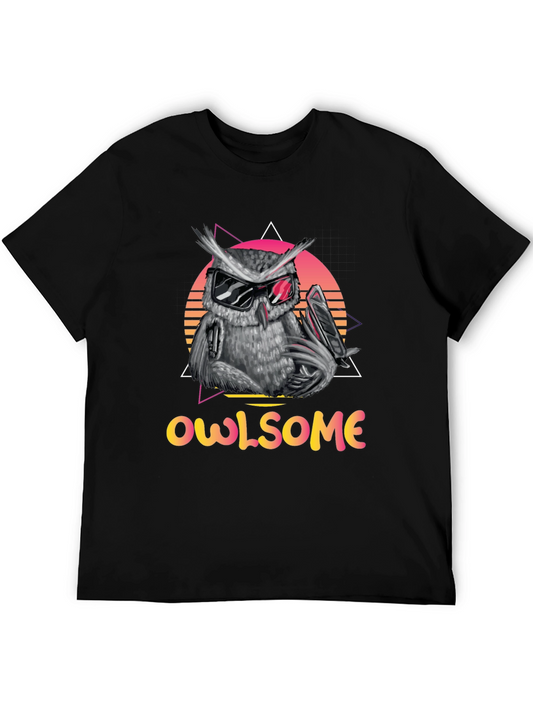 Cool Owl Graphic Tee - Owlsome Black T-Shirt