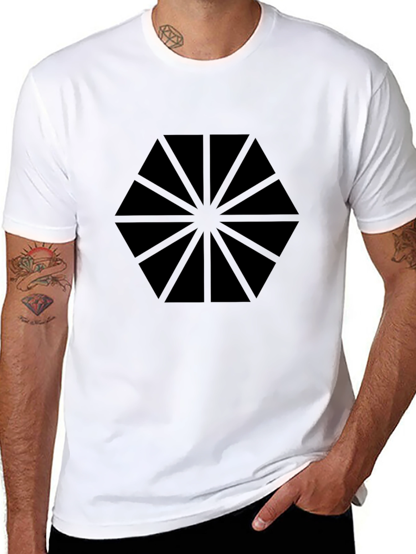 Geometric Black Graphic Tee - Modern Style