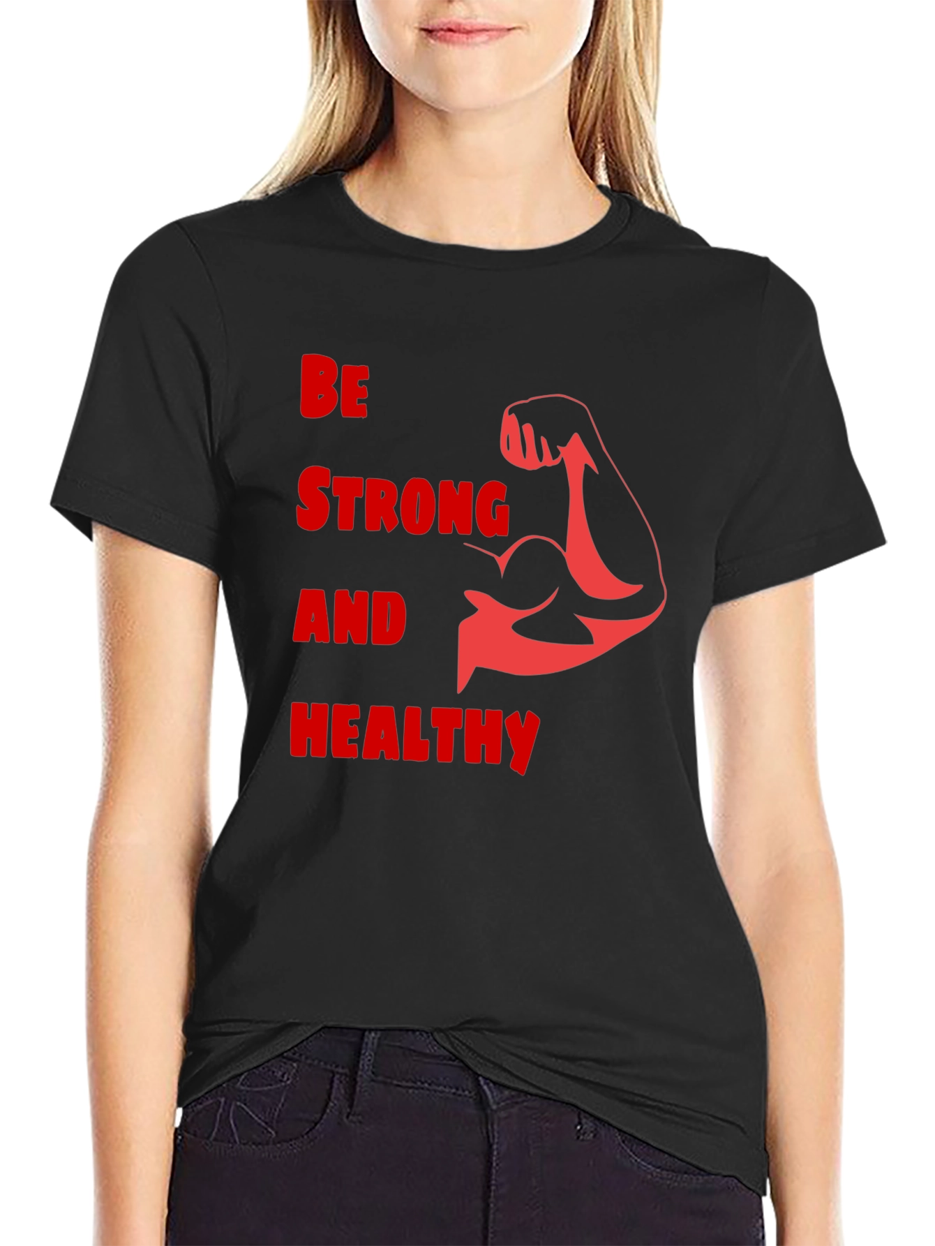 Be Strong & Healthy Graphic Tee - Black