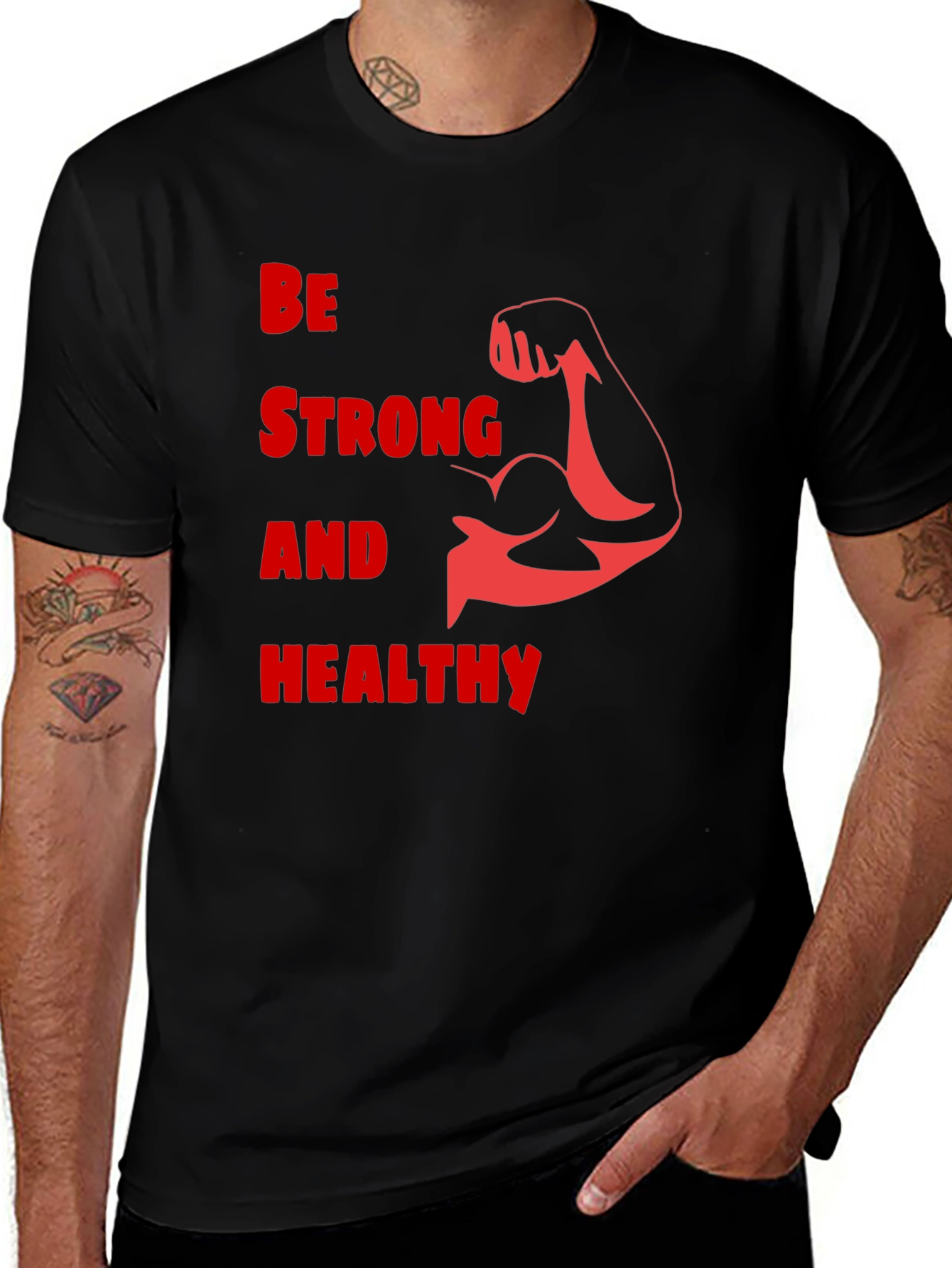 Be Strong & Healthy Graphic Tee - Black