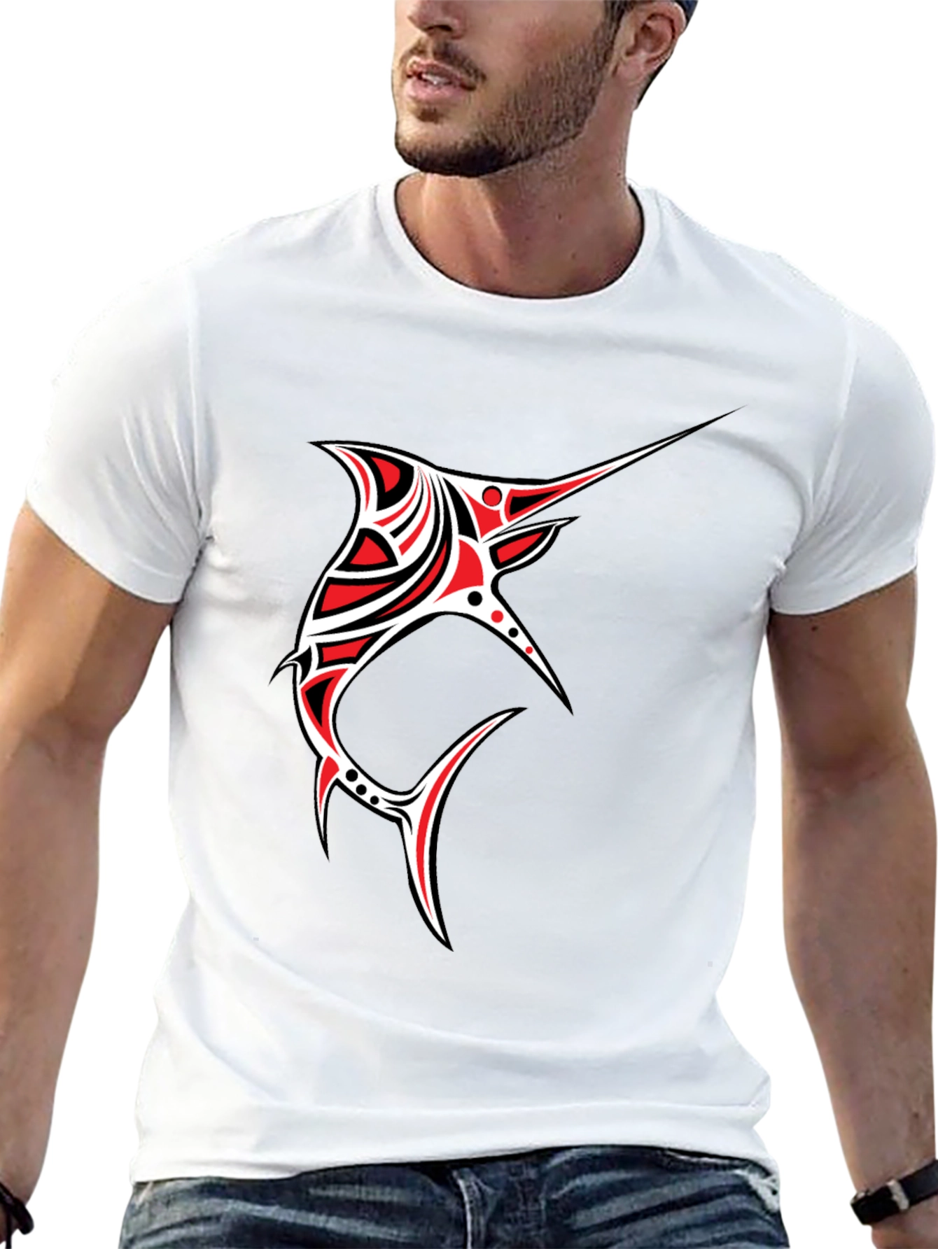 Tribal Marlin Graphic Tee - Black