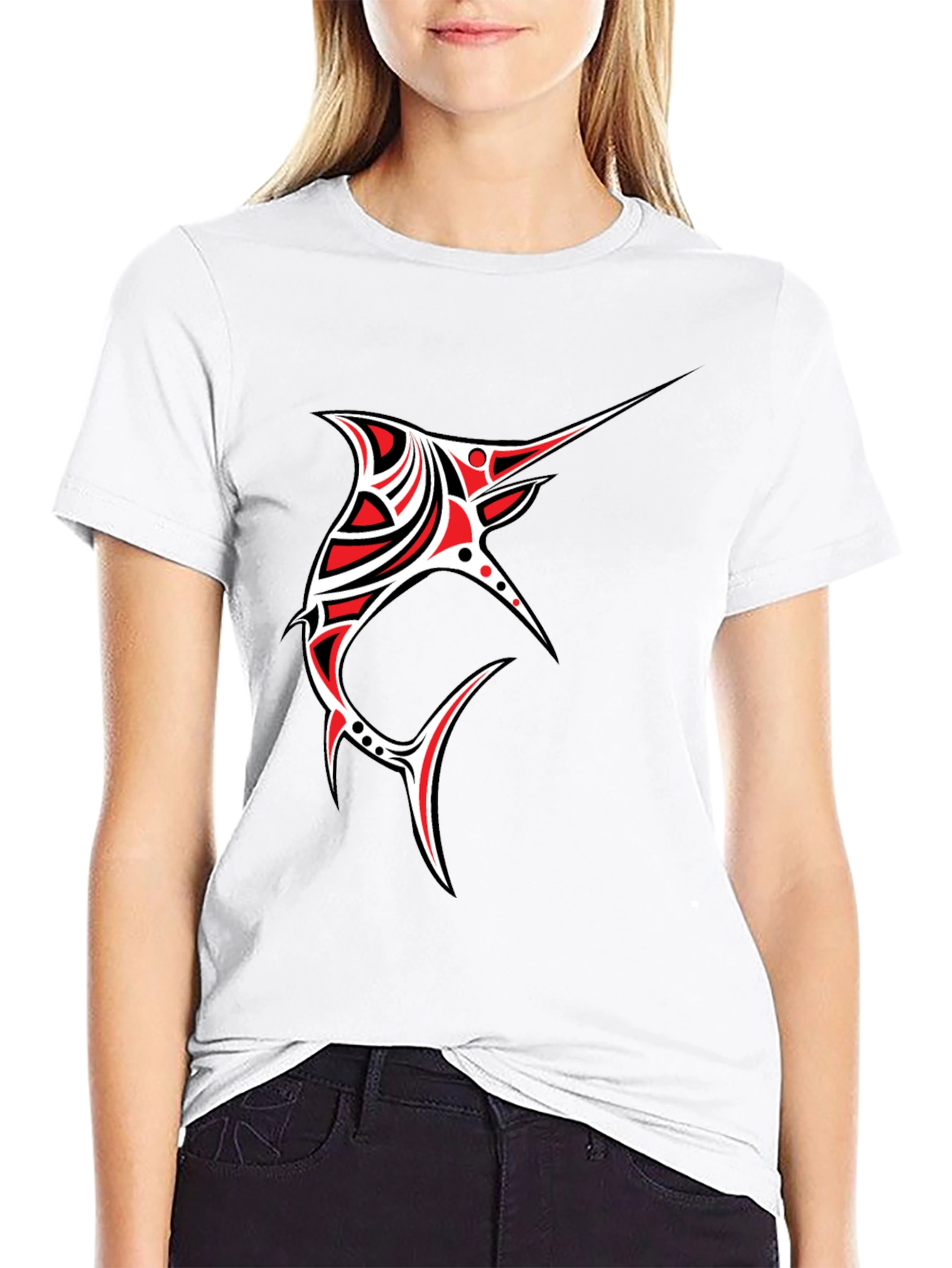 Tribal Marlin Graphic Tee - Black