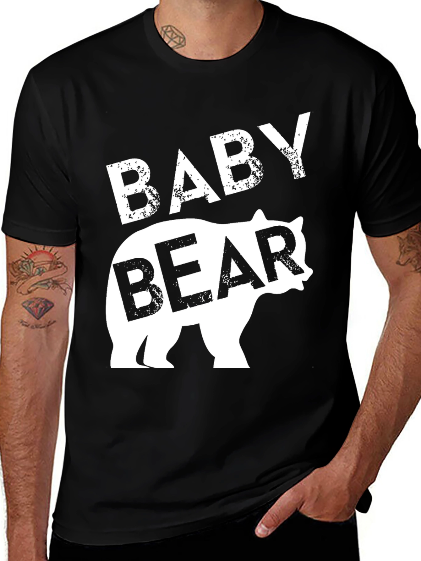 Baby Bear Graphic Tee - Black Cotton T-Shirt
