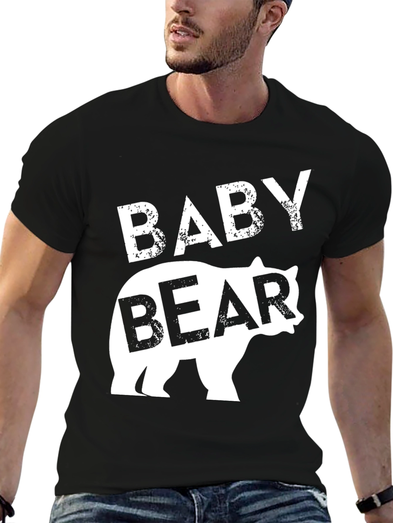 Baby Bear Graphic Tee - Black Cotton T-Shirt