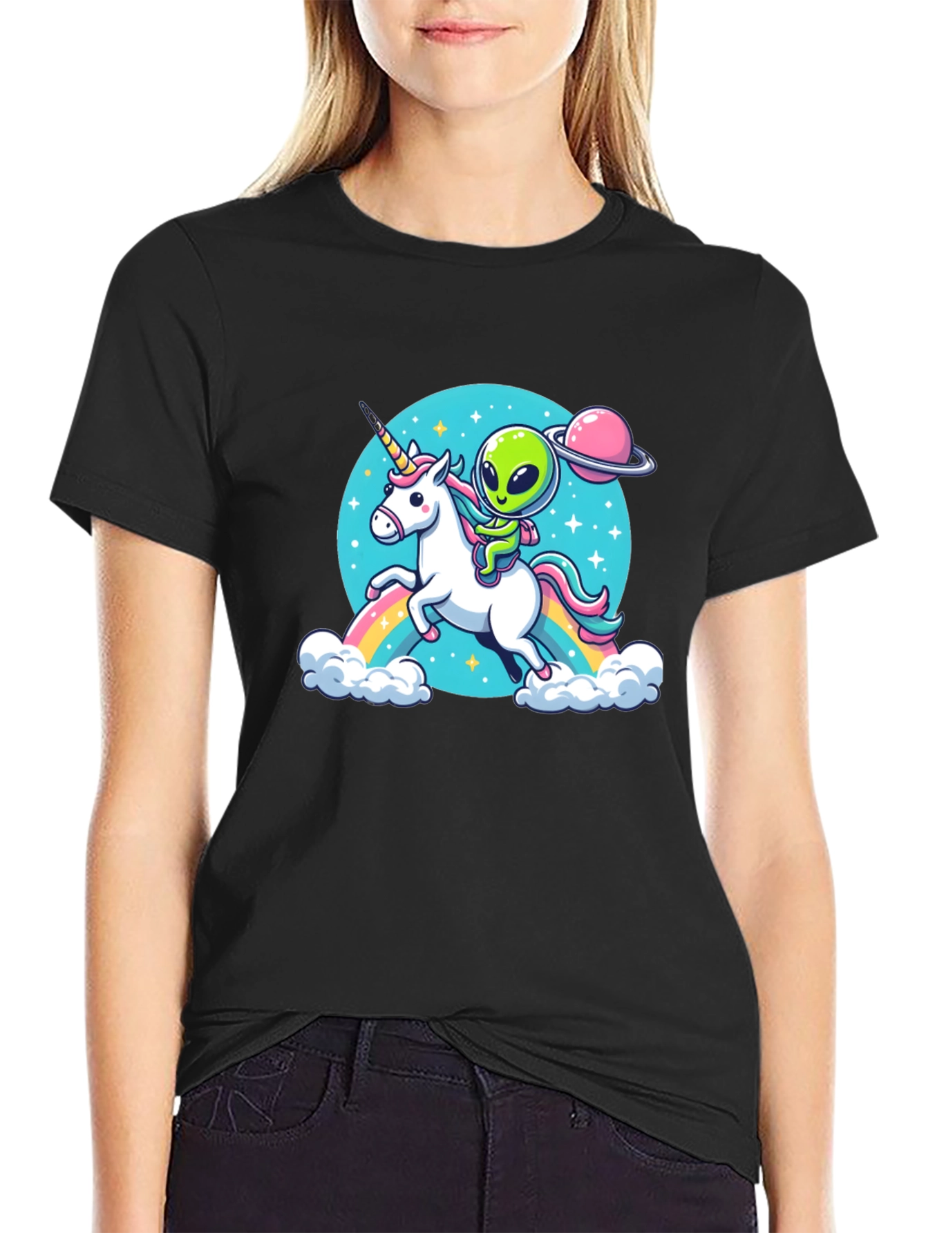 Alien Riding Unicorn T-Shirt