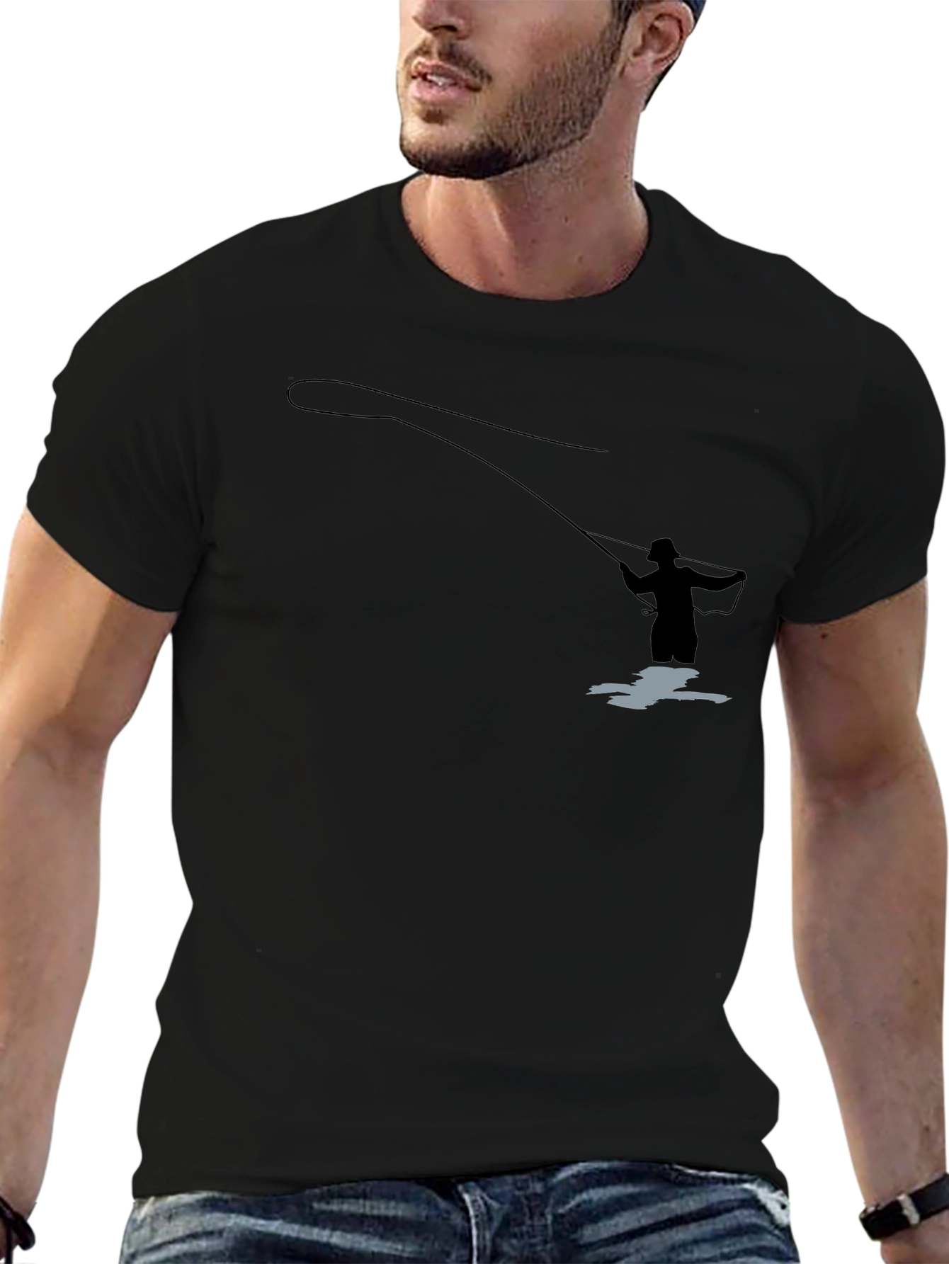 Fly Fishing T-Shirt - Fisherman Silhouette Graphic Tee