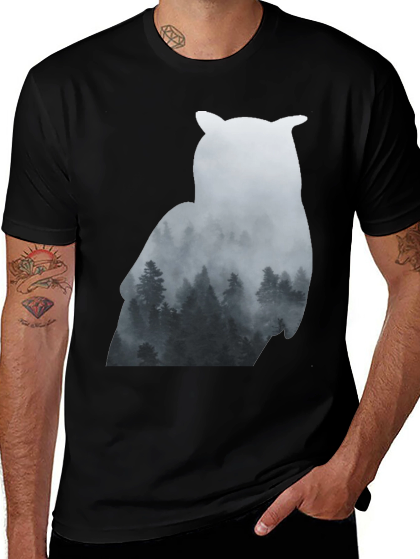 Owl Forest Silhouette Graphic Tee - Unisex