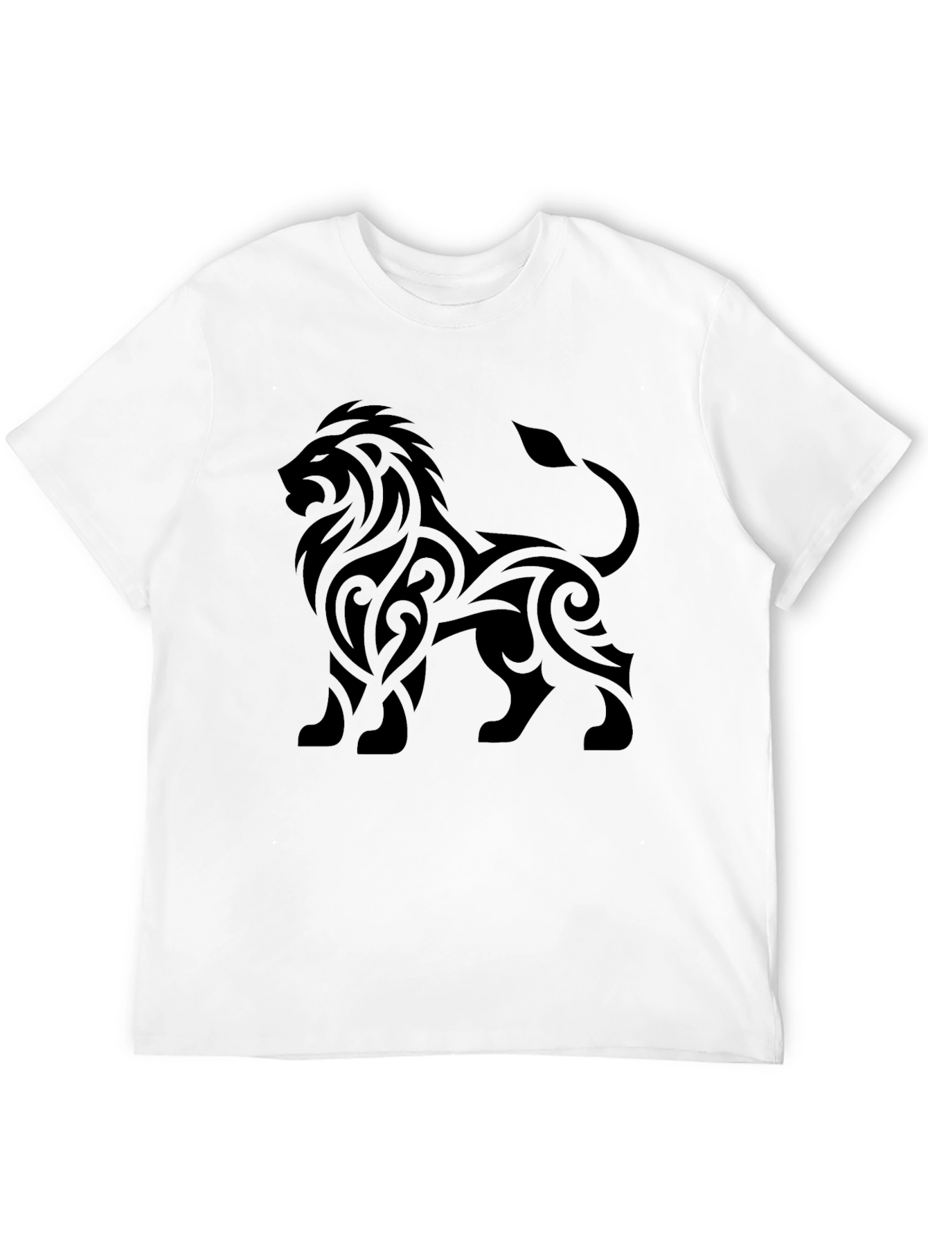 Lion Tribal Tattoo Black T-Shirt