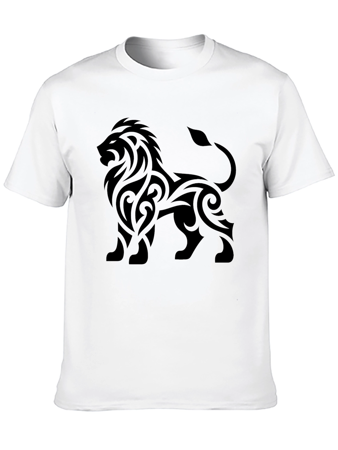 Lion Tribal Tattoo Black T-Shirt