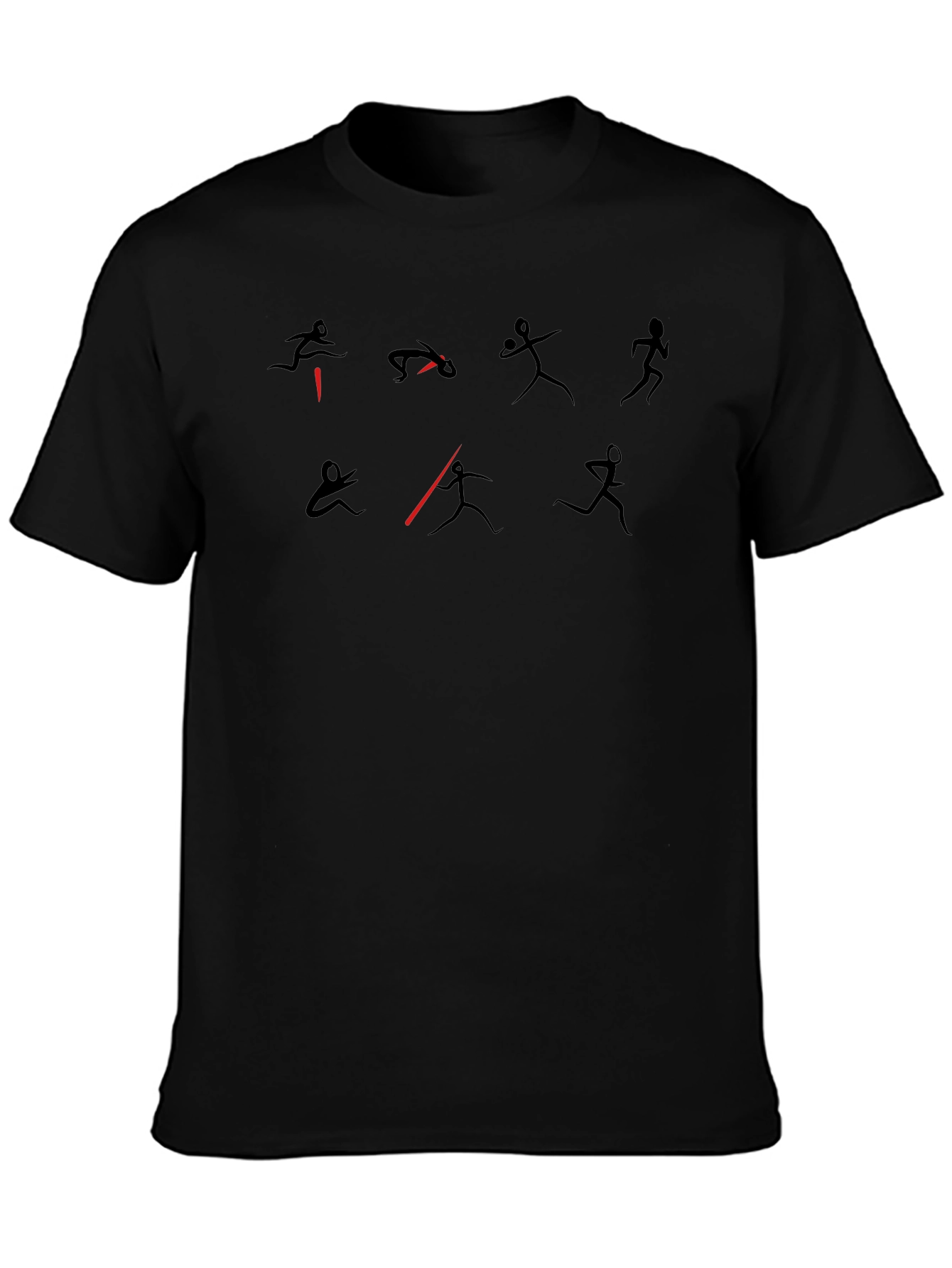Stick Figure Athlete Black T-Shirt