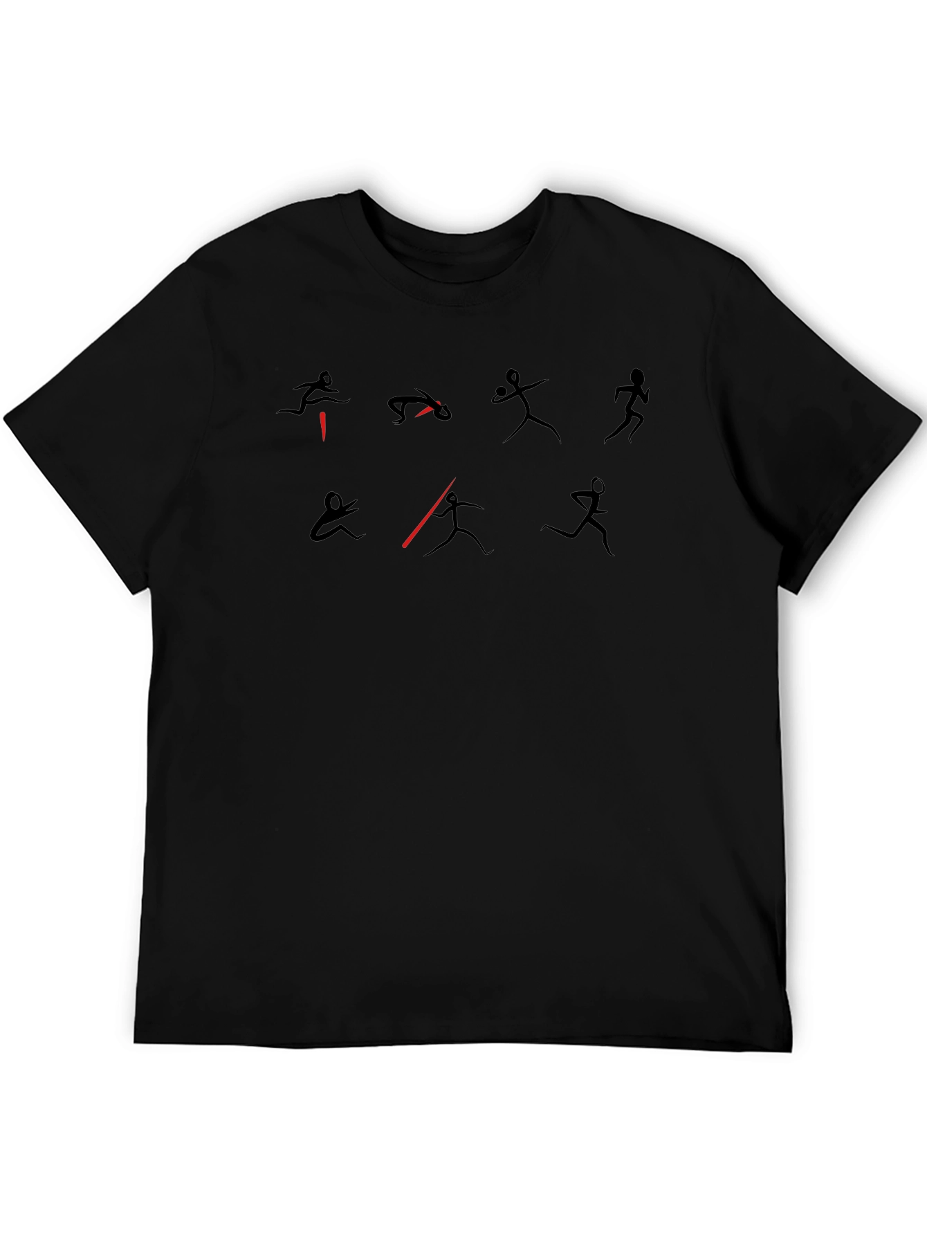 Stick Figure Athlete Black T-Shirt