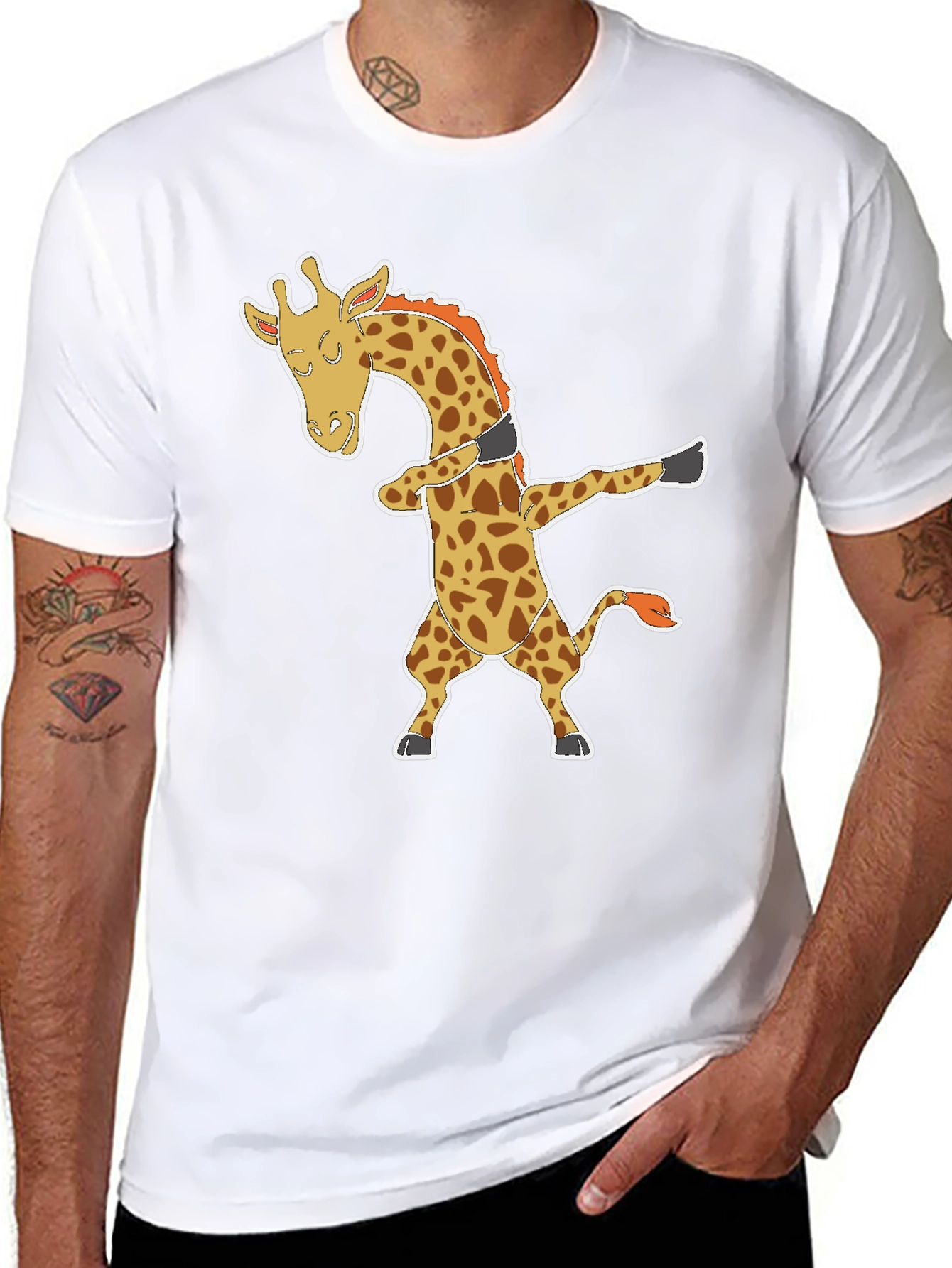 Dabbing Giraffe Graphic Tee - Black