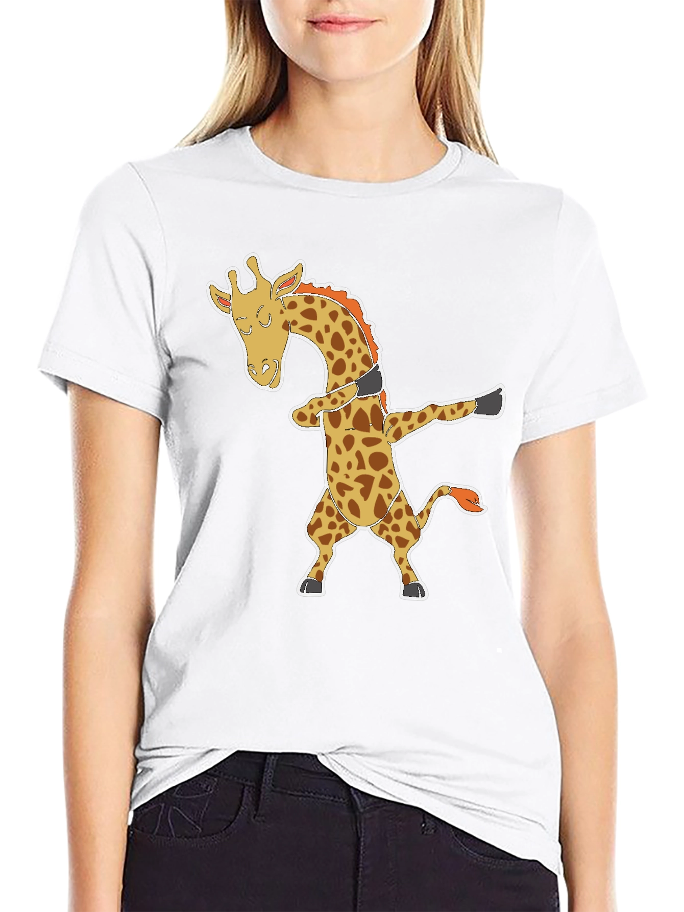 Dabbing Giraffe Graphic Tee - Black