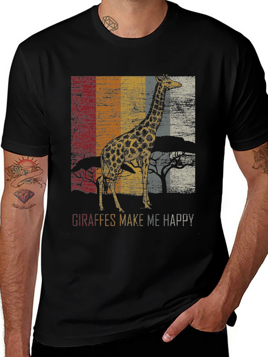 Giraffe Graphic T-Shirt - Vintage Style