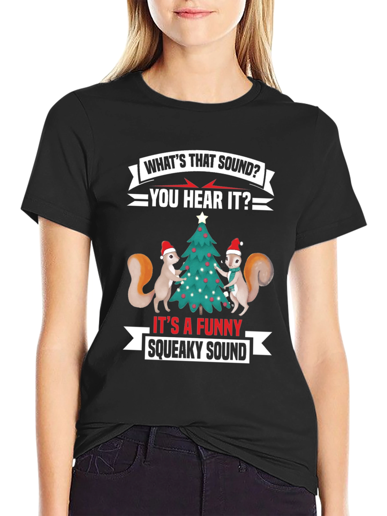 Funny Christmas Squirrel T-Shirt: Whats That Squeaky Sound?