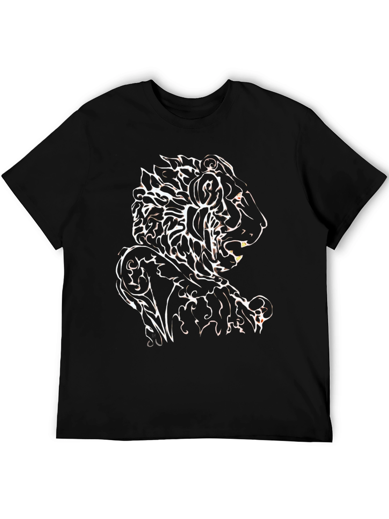 Tribal Lion Graphic Black T-Shirt