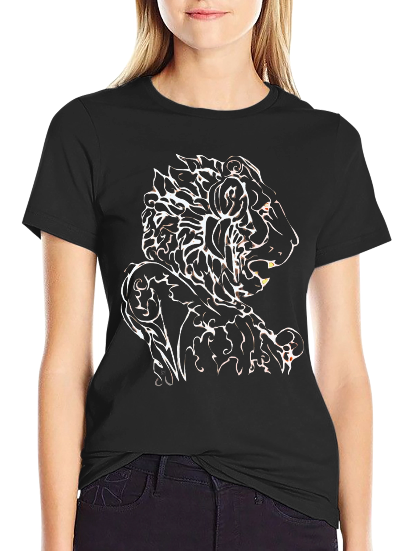 Tribal Lion Graphic Black T-Shirt