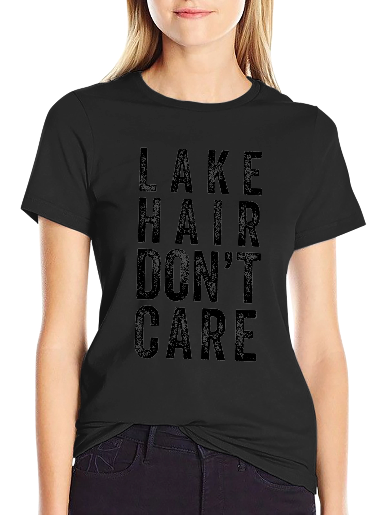 Lake Hair Dont Care Graphic Tee - Black