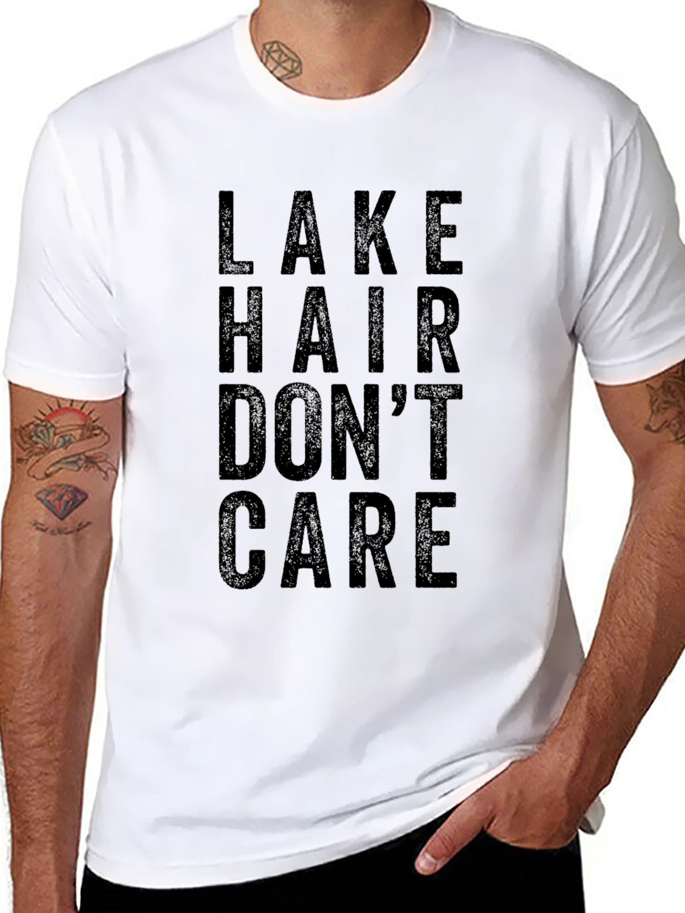 Lake Hair Dont Care Graphic Tee - Black