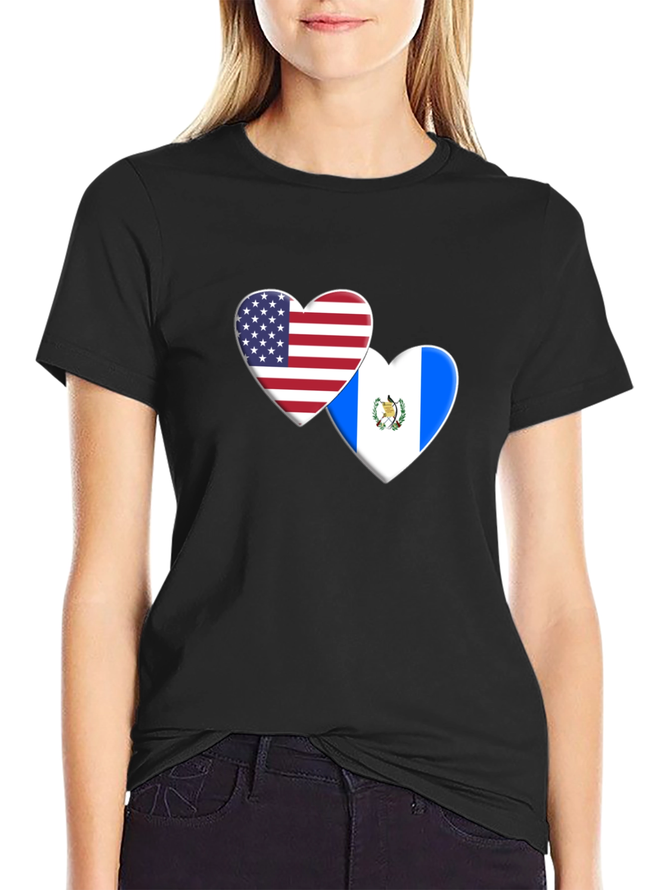 USA and Guatemala Flag Heart T-Shirt