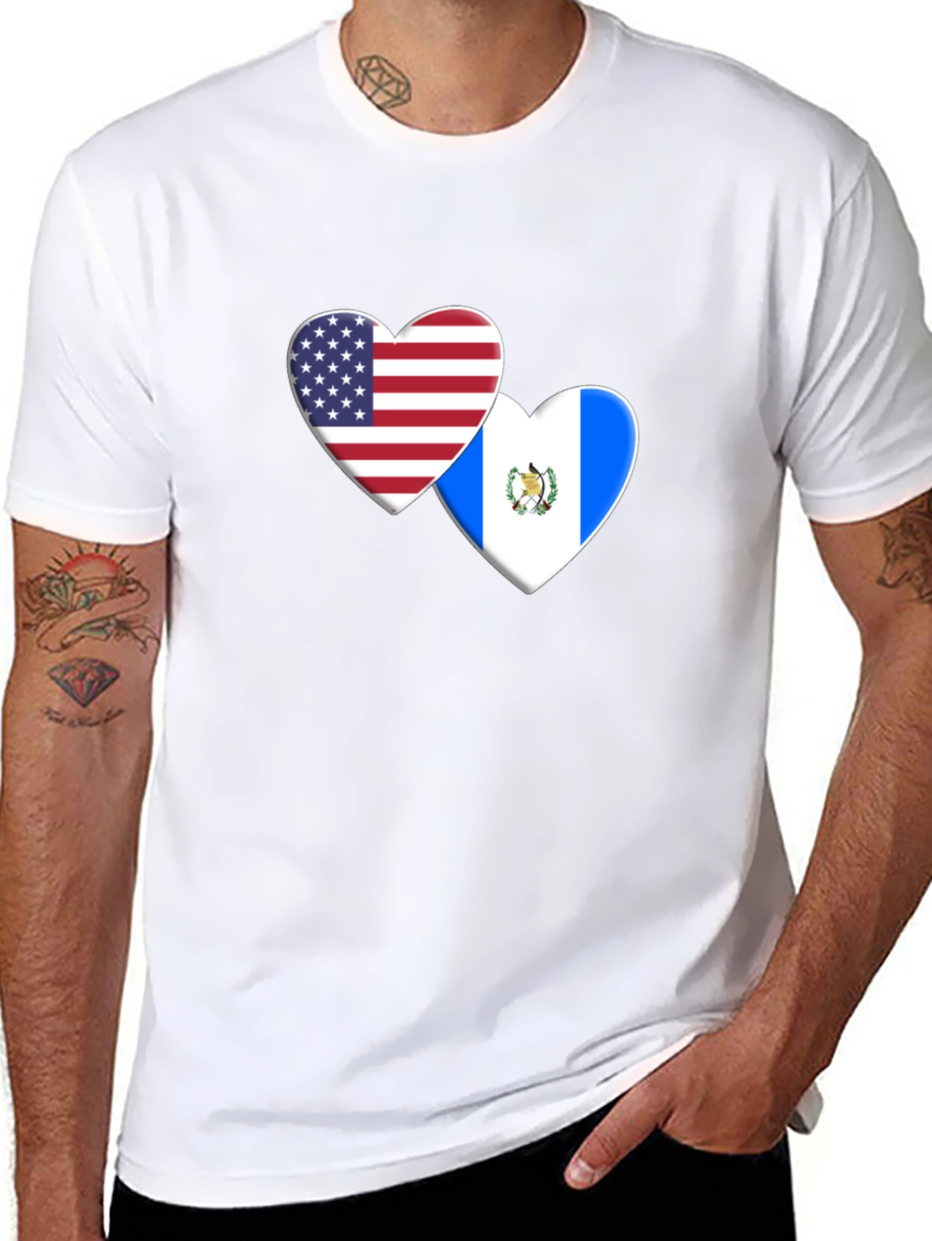 USA and Guatemala Flag Heart T-Shirt