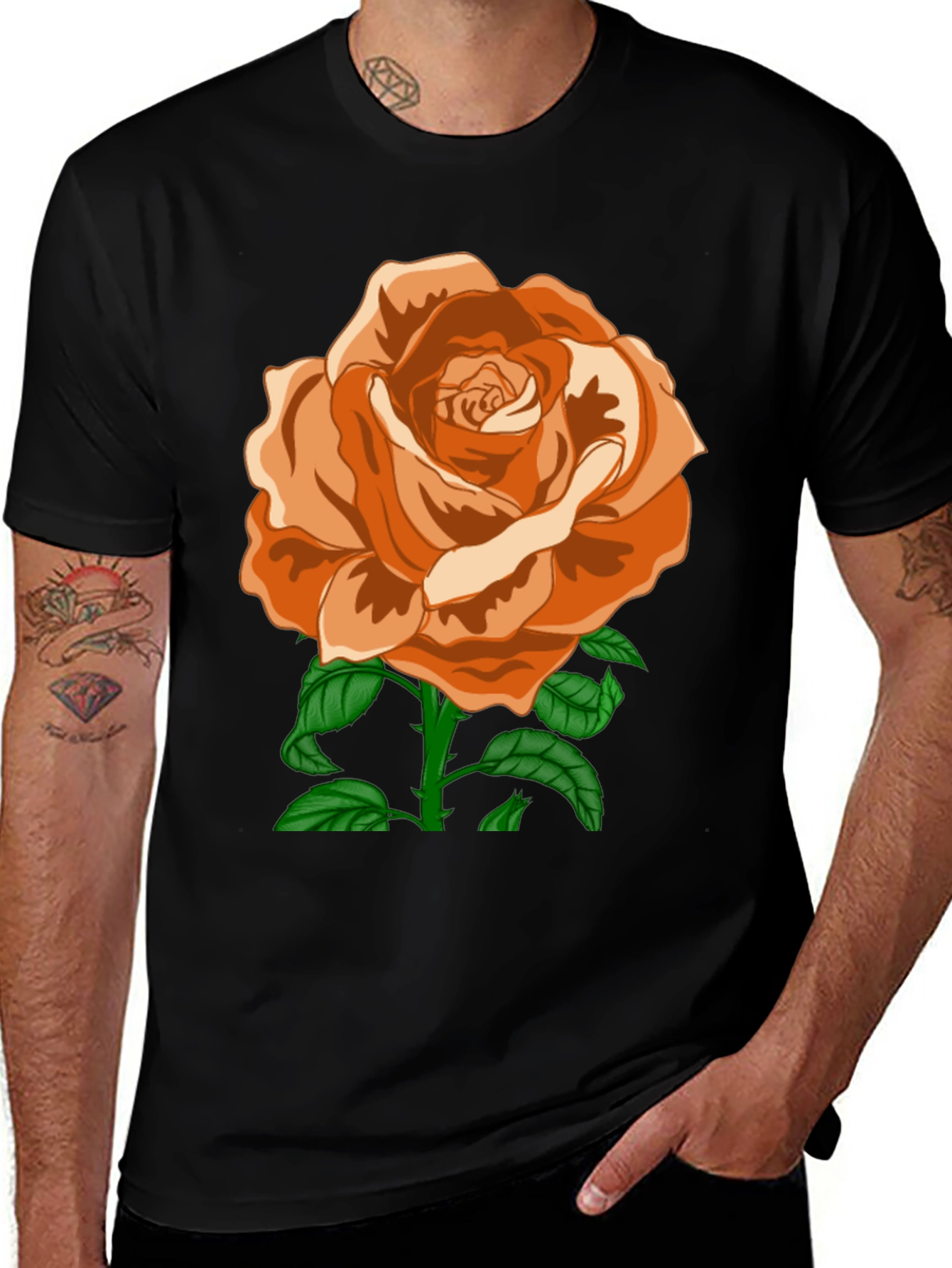 Rose Graphic Tee - Elegant Floral Design