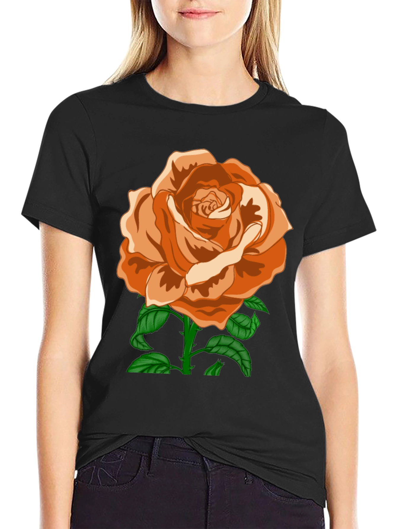 Rose Graphic Tee - Elegant Floral Design